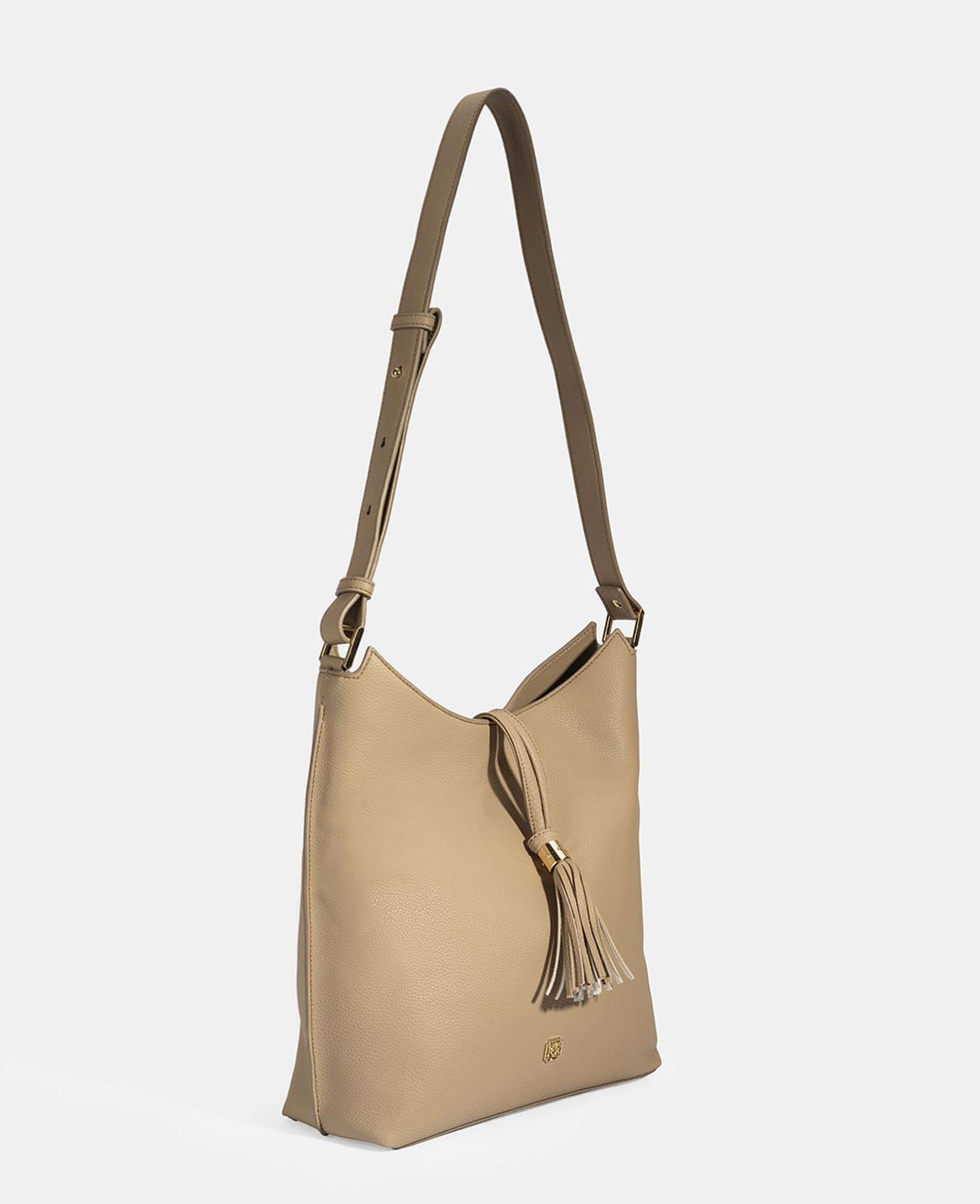Kadın Bej Püskül Detaylı Omuz Çantası