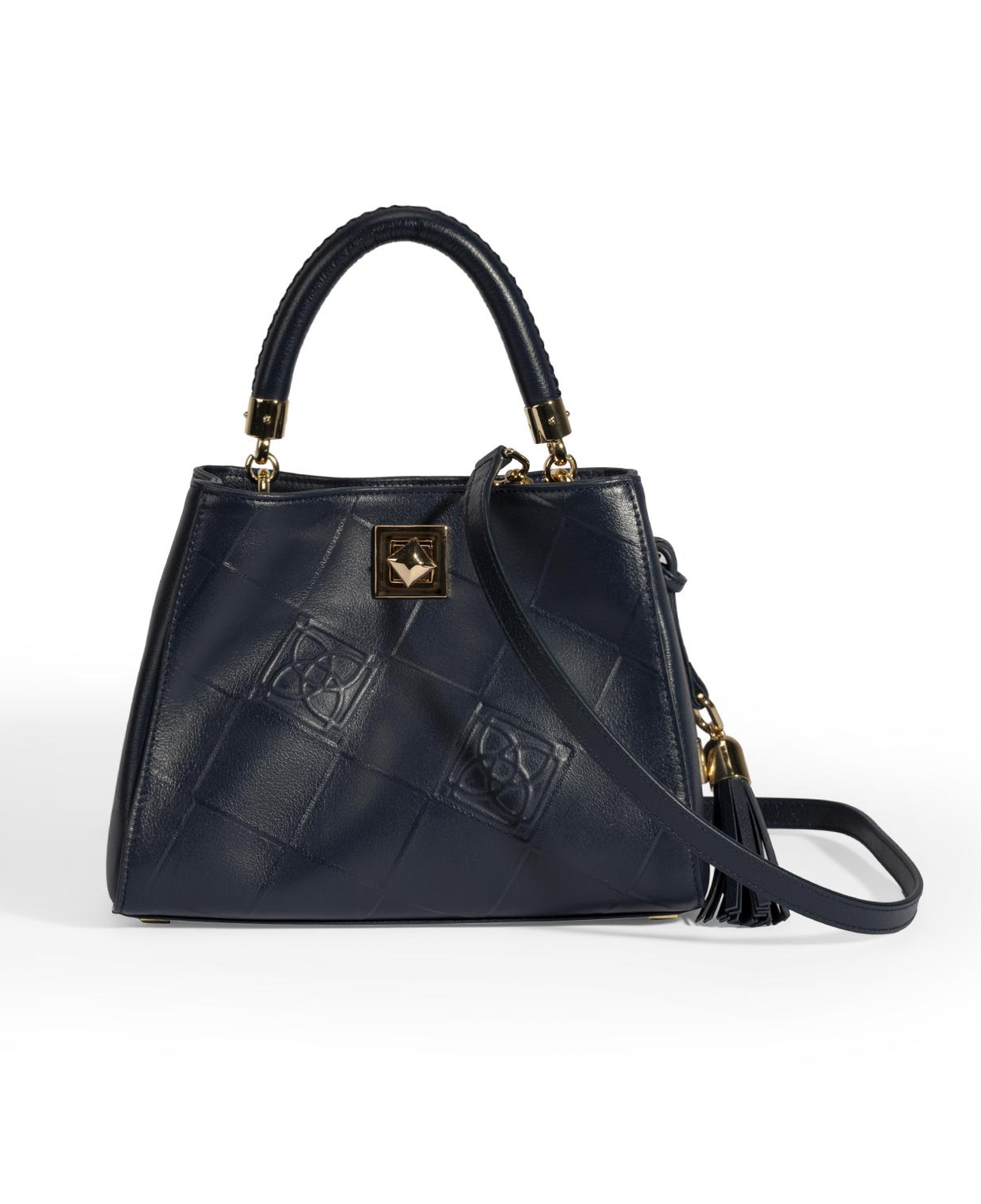 Kadın Lacivert Püskül Aksesuarlı Deri El Çantası