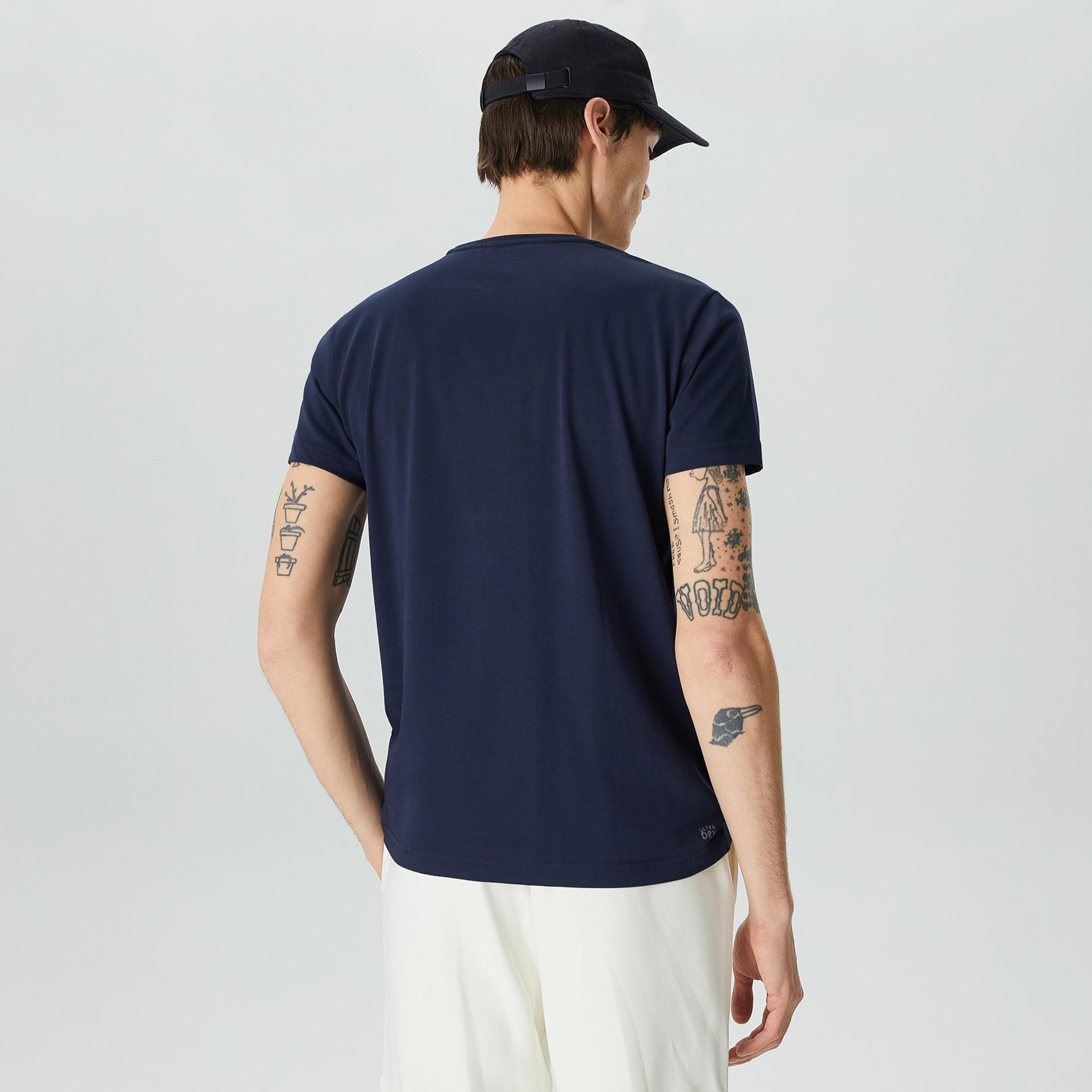 Erkek Regular Fit Bisiklet Yaka Baskılı Lacivert T-Shirt