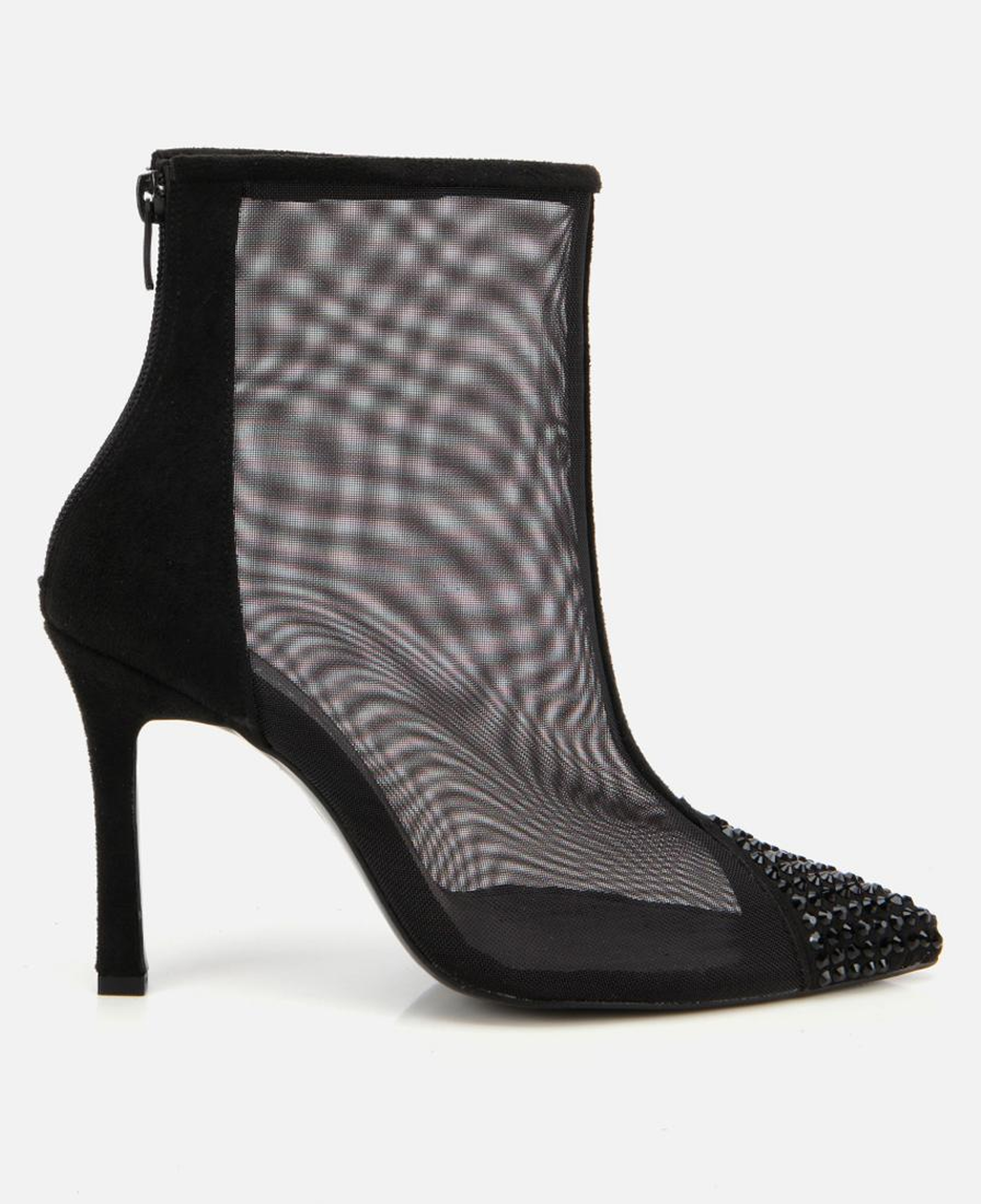 Kadın Siyah Transparan Taş Detaylı Bilekte Topuklu Bot