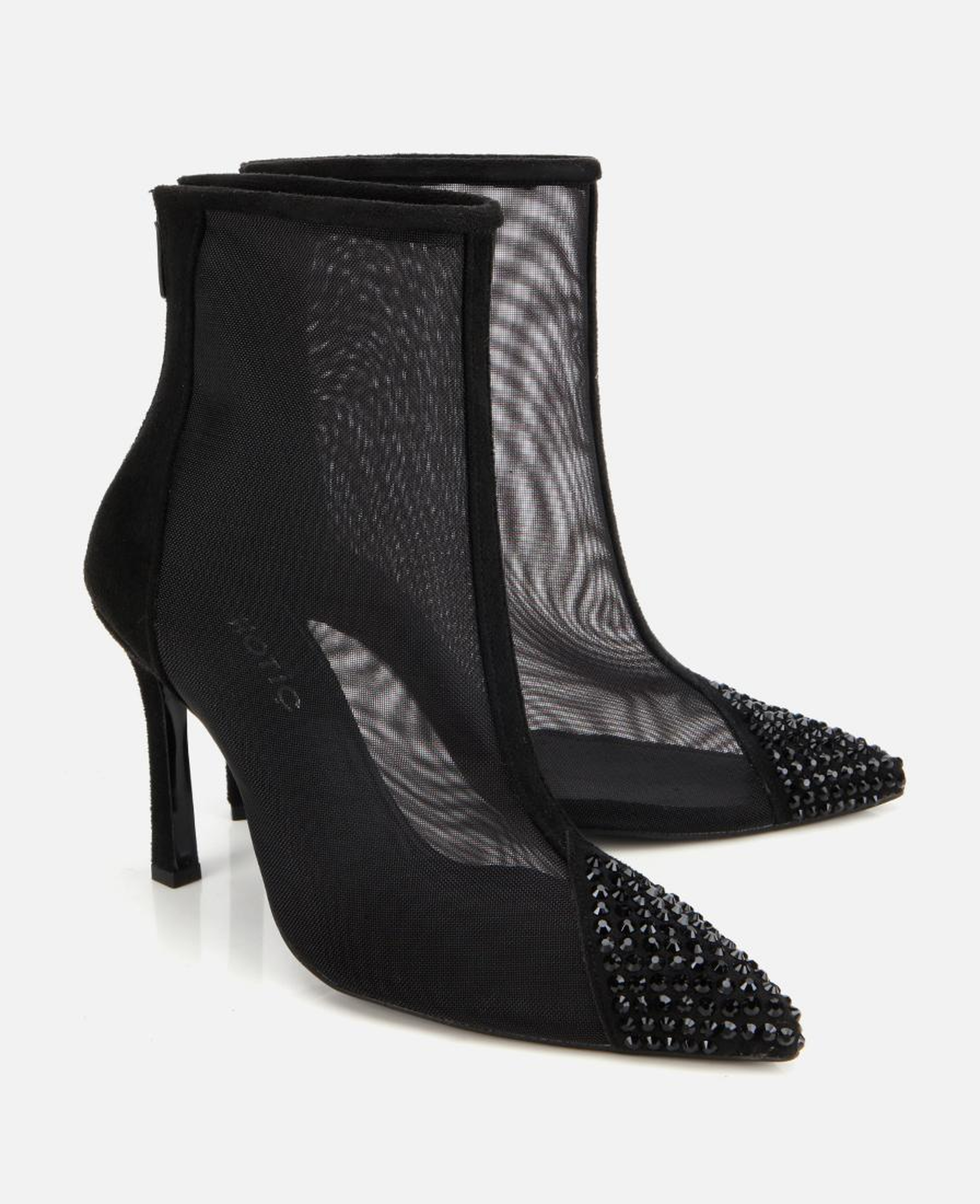 Kadın Siyah Transparan Taş Detaylı Bilekte Topuklu Bot
