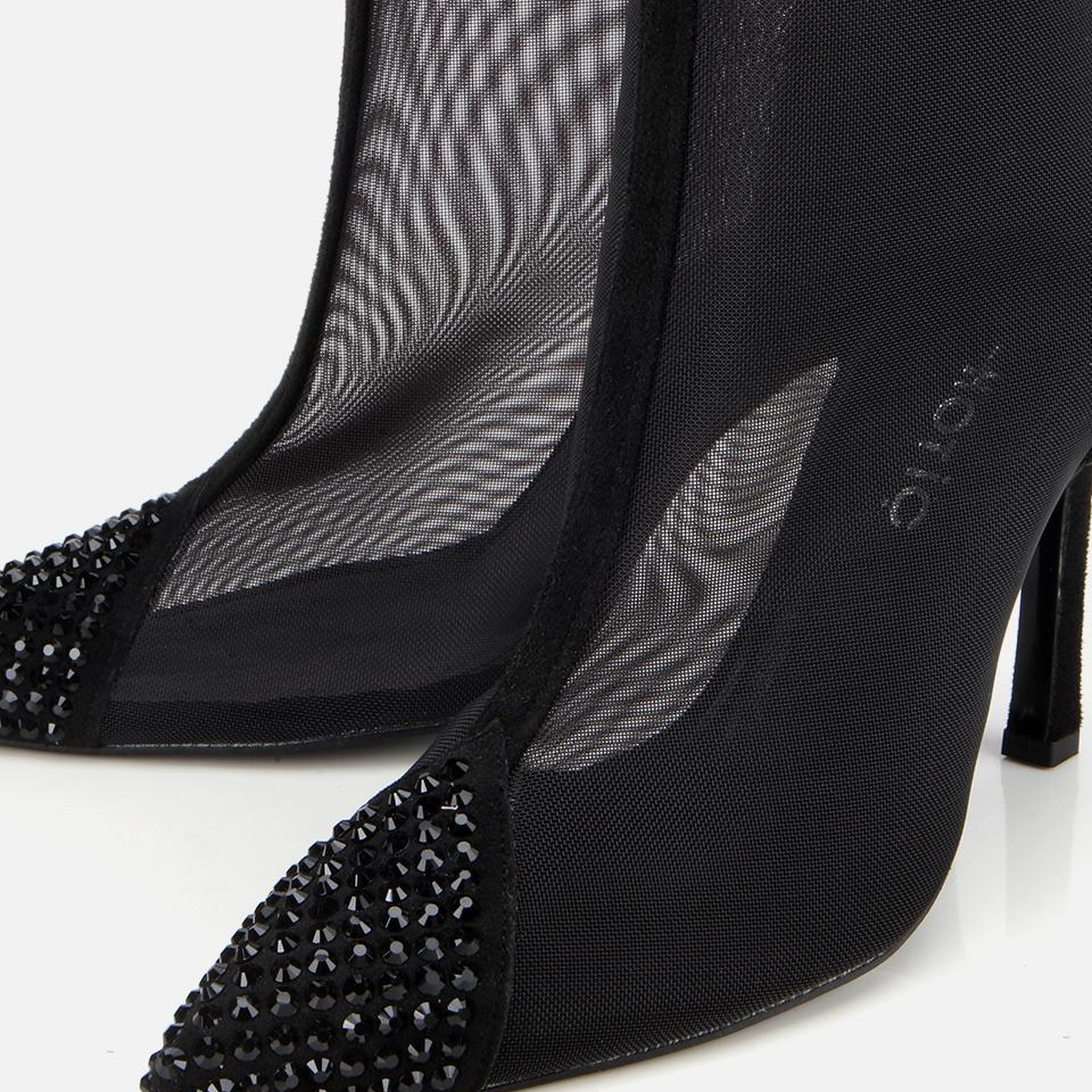 Kadın Siyah Transparan Taş Detaylı Bilekte Topuklu Bot