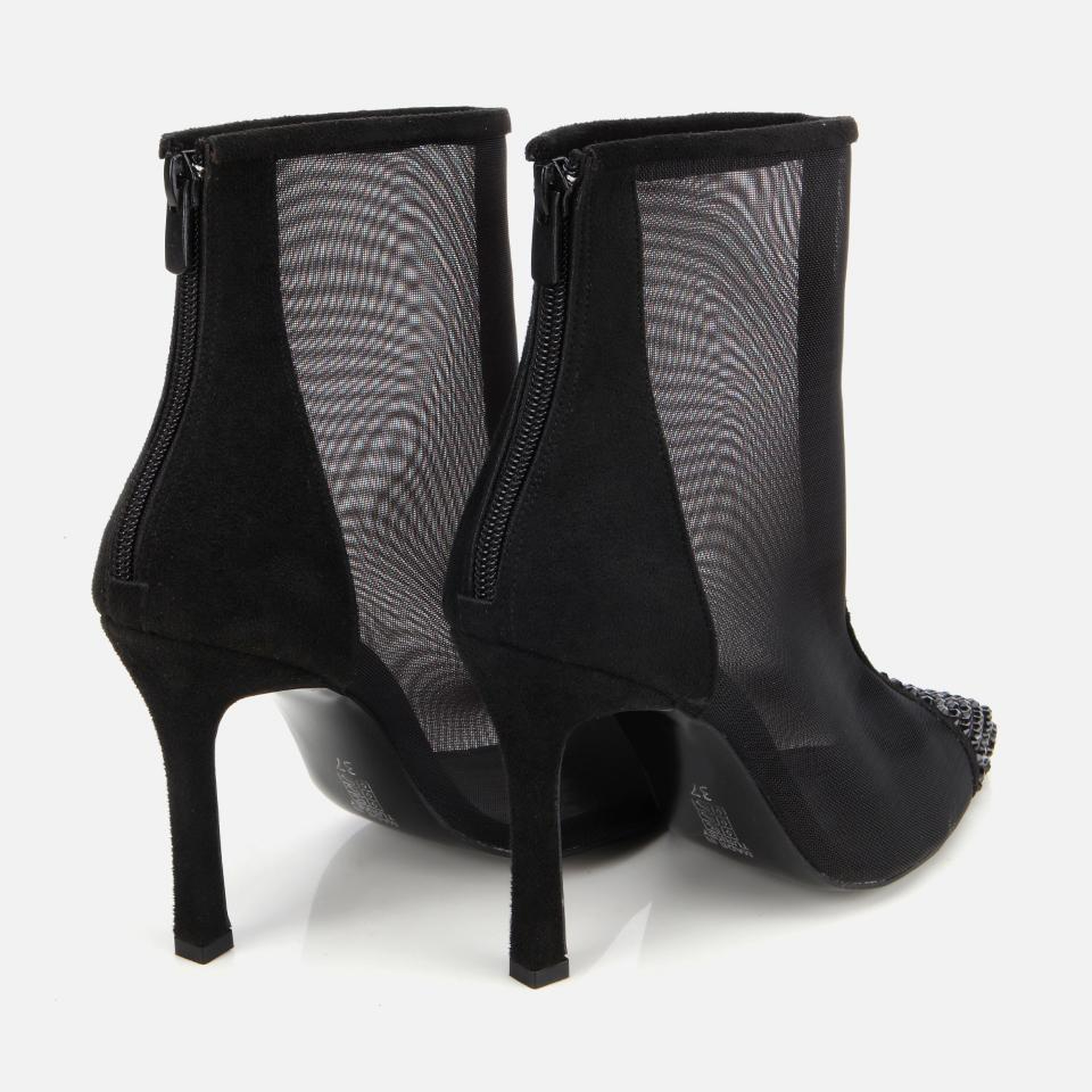 Kadın Siyah Transparan Taş Detaylı Bilekte Topuklu Bot