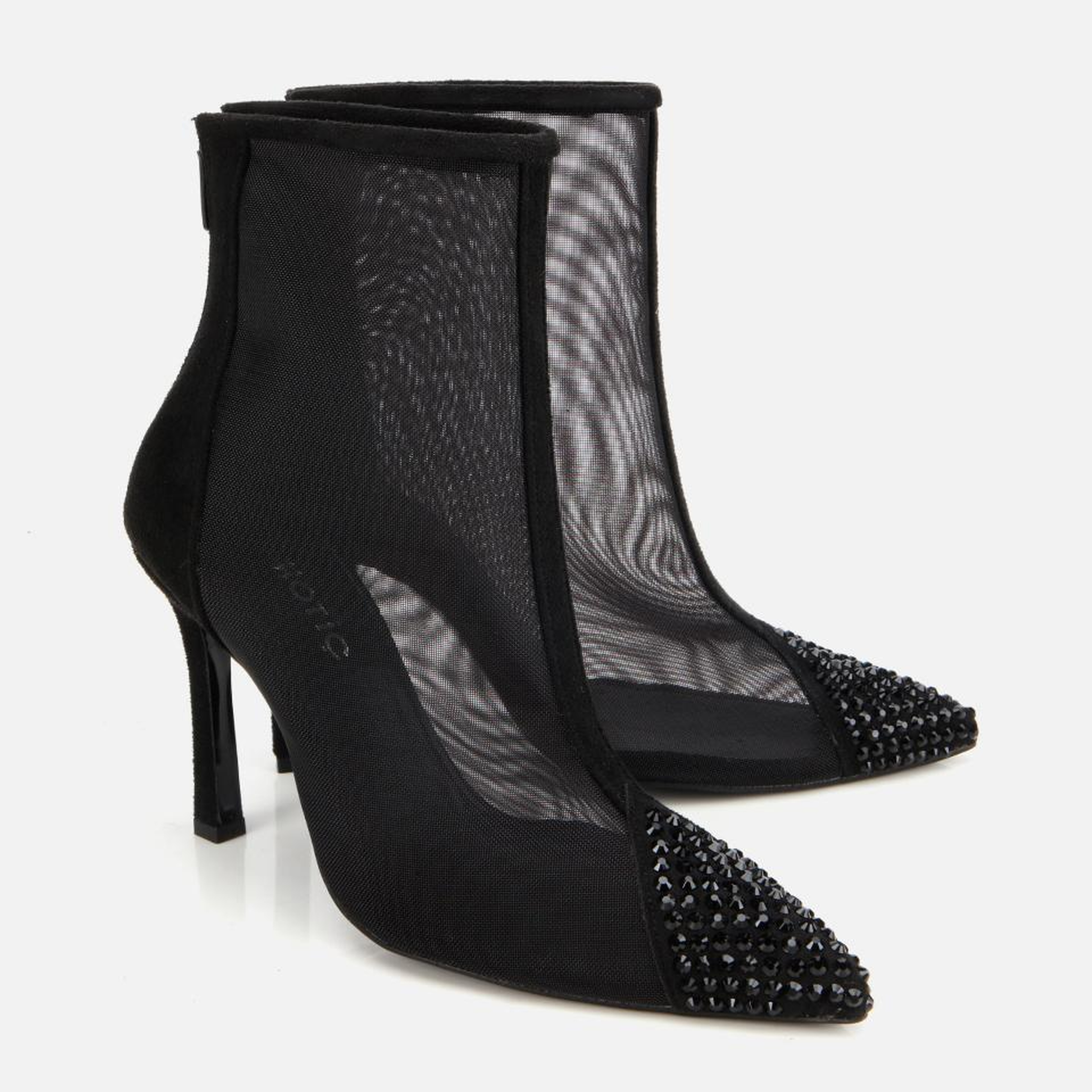 Kadın Siyah Transparan Taş Detaylı Bilekte Topuklu Bot