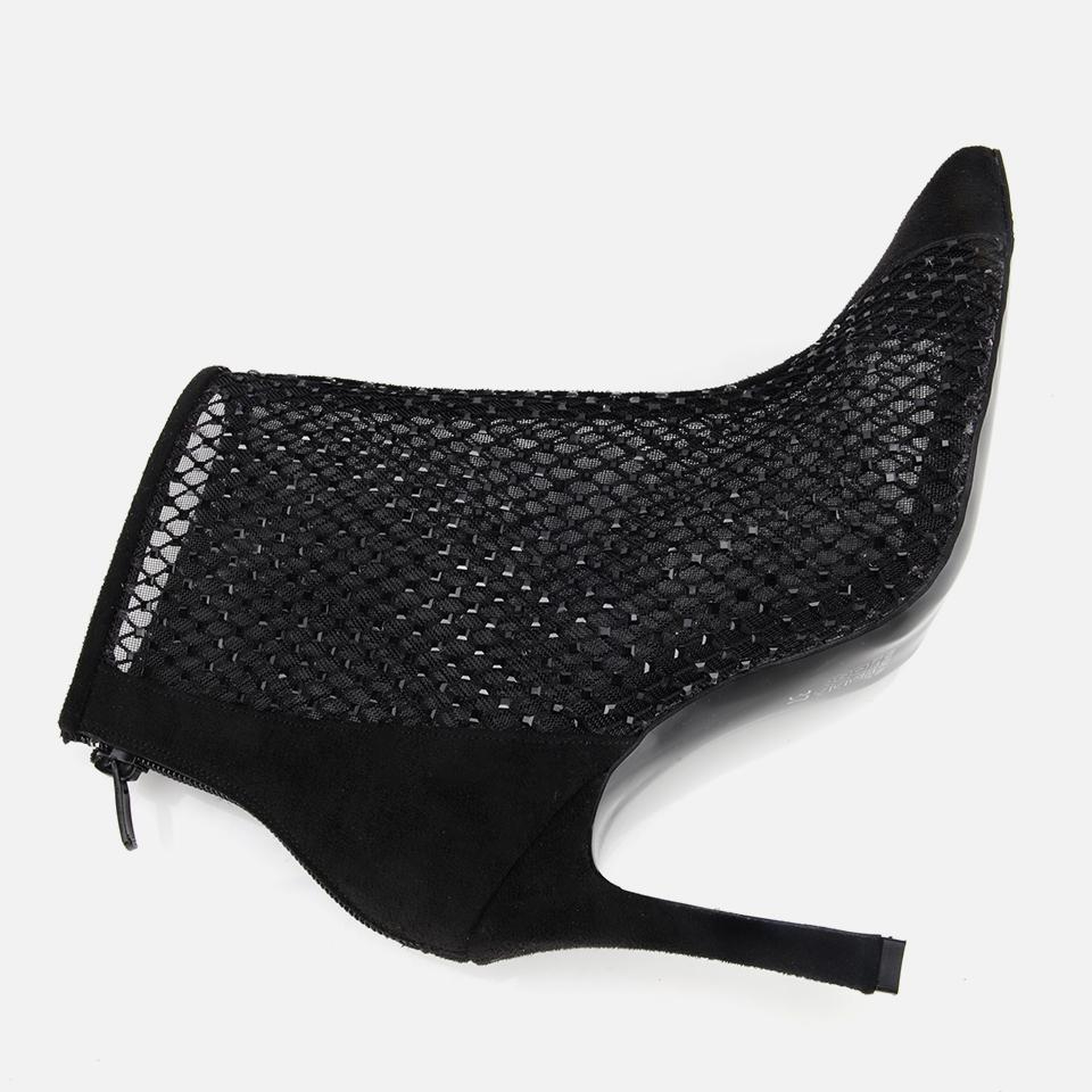 Kadın Siyah Fileli Taş Detaylı Bilekte Topuklu Bot