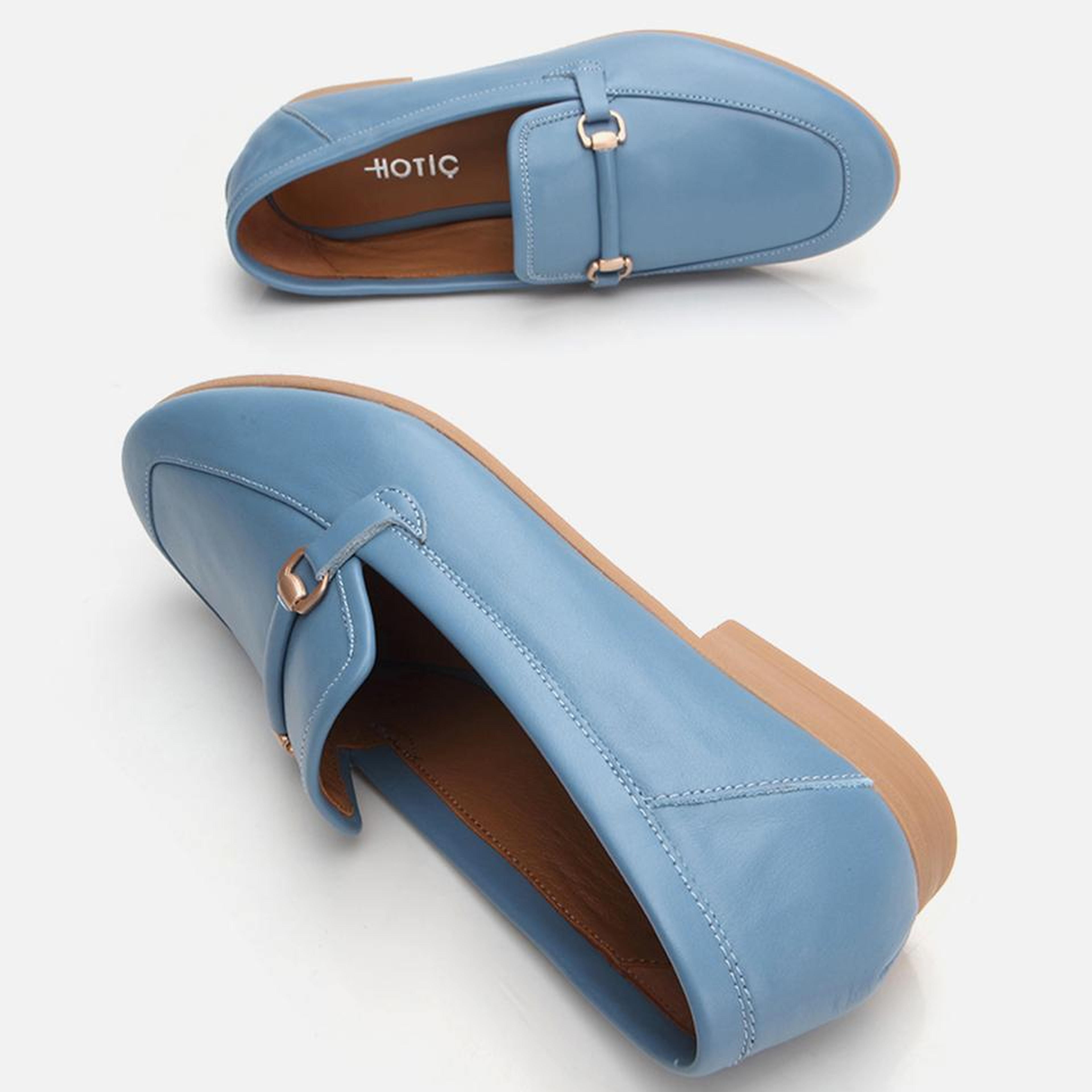 Kadın Deri Mavi Loafer