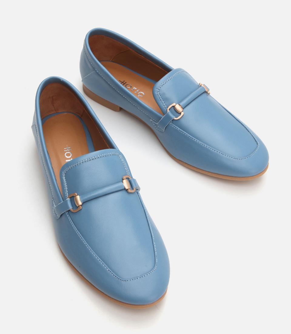 Kadın Deri Mavi Loafer