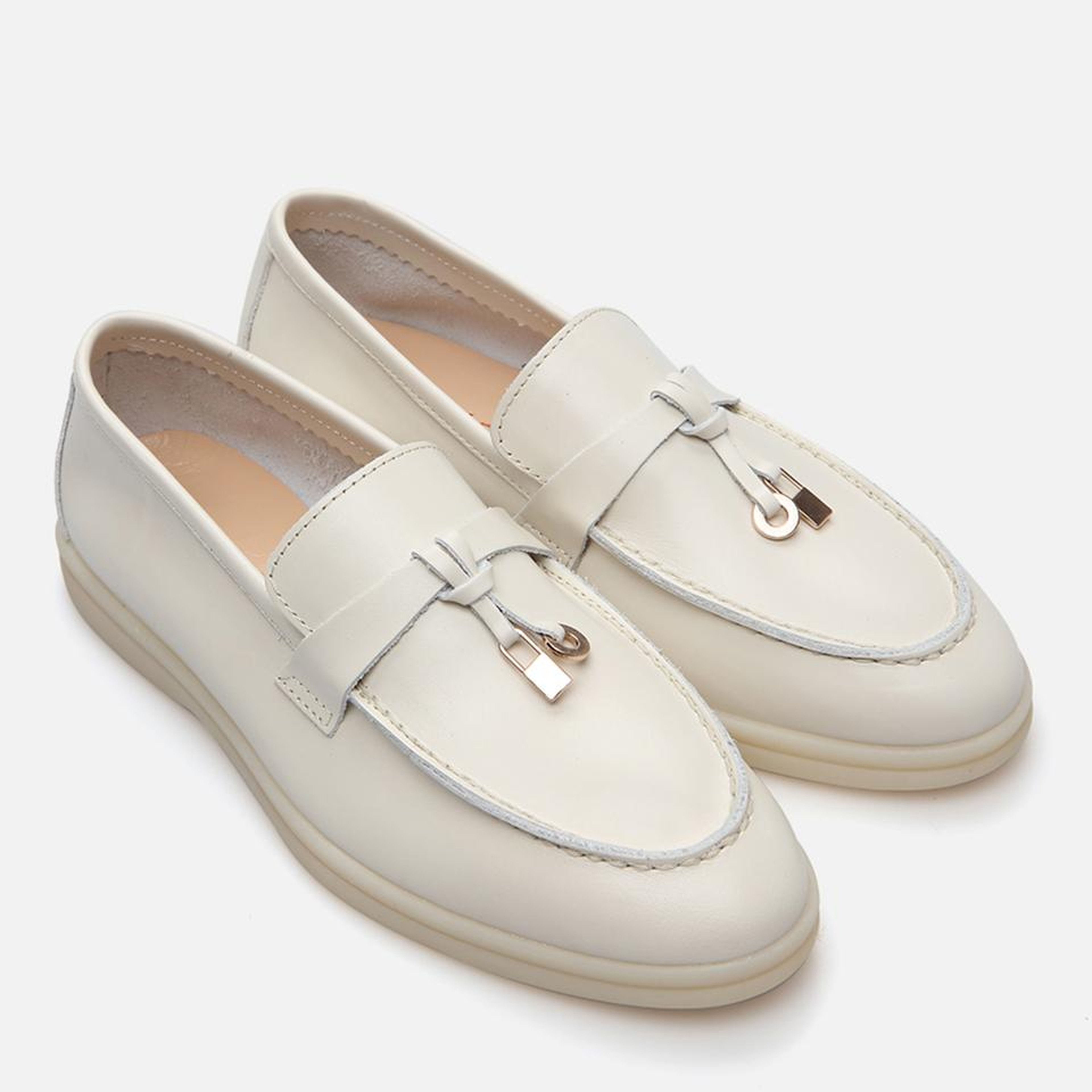 Kadın Deri Ekru Loafer