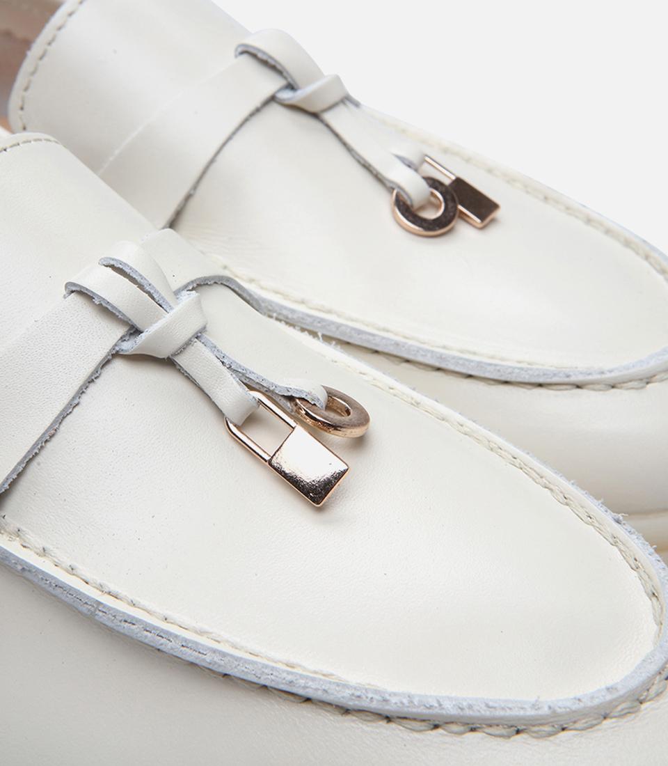 Kadın Deri Ekru Loafer