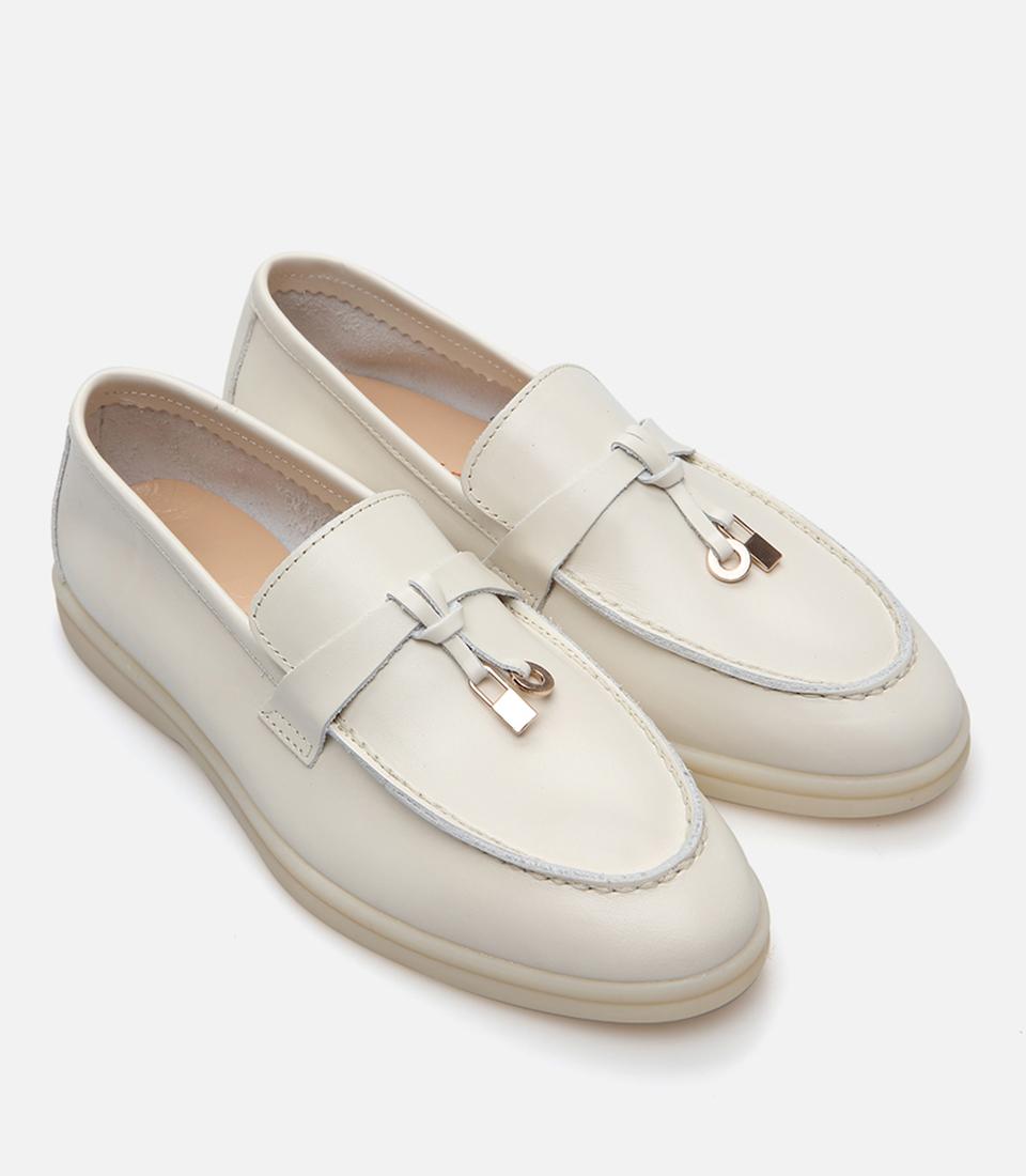 Kadın Deri Ekru Loafer