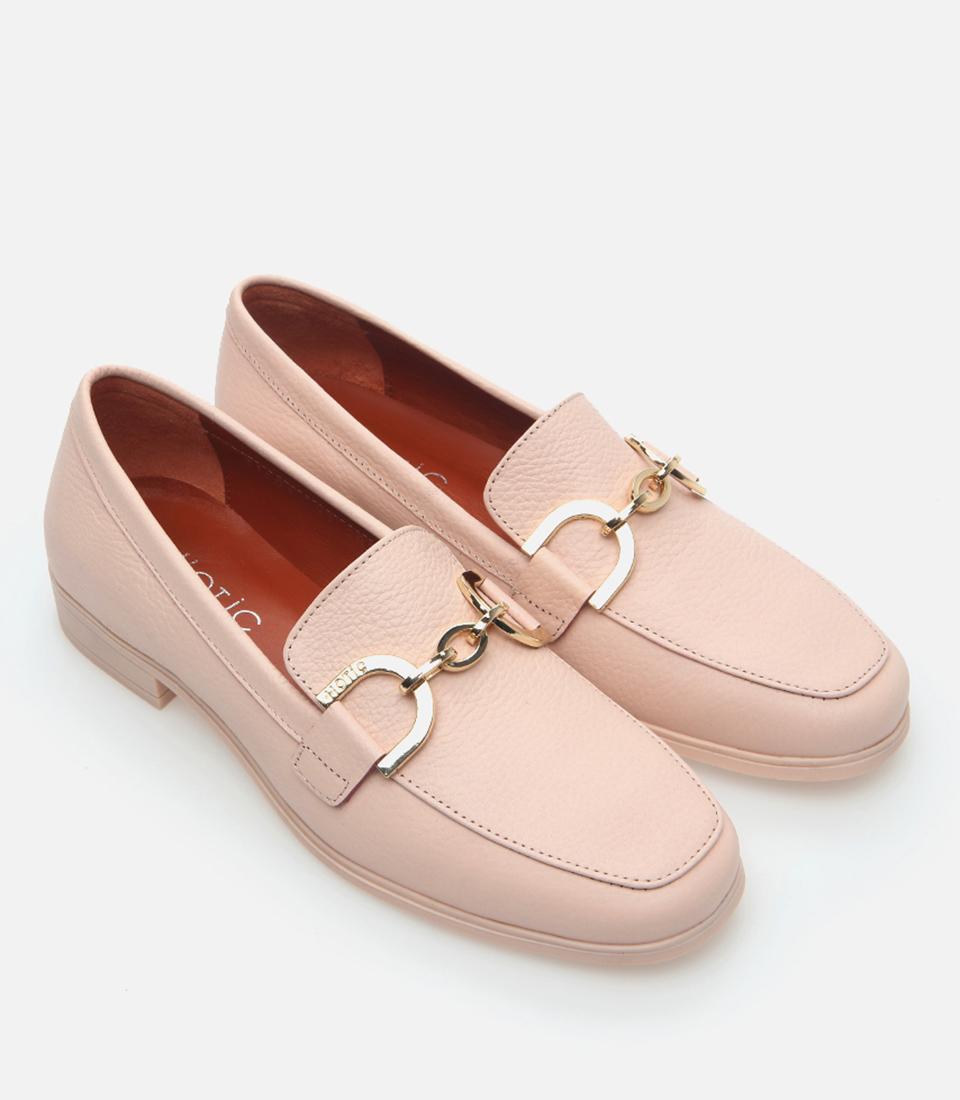 Kadın Deri Pudra Loafer