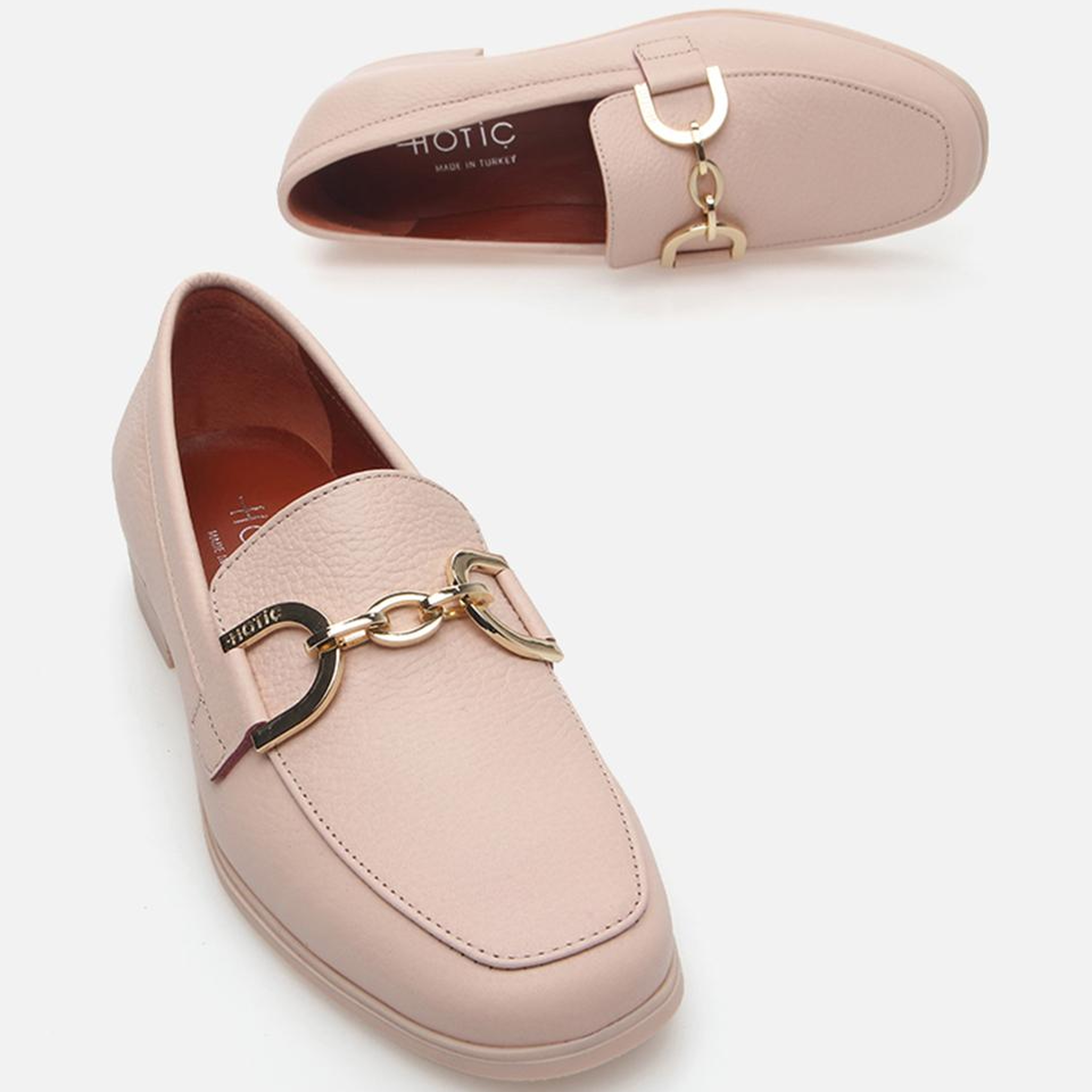 Kadın Deri Pudra Loafer