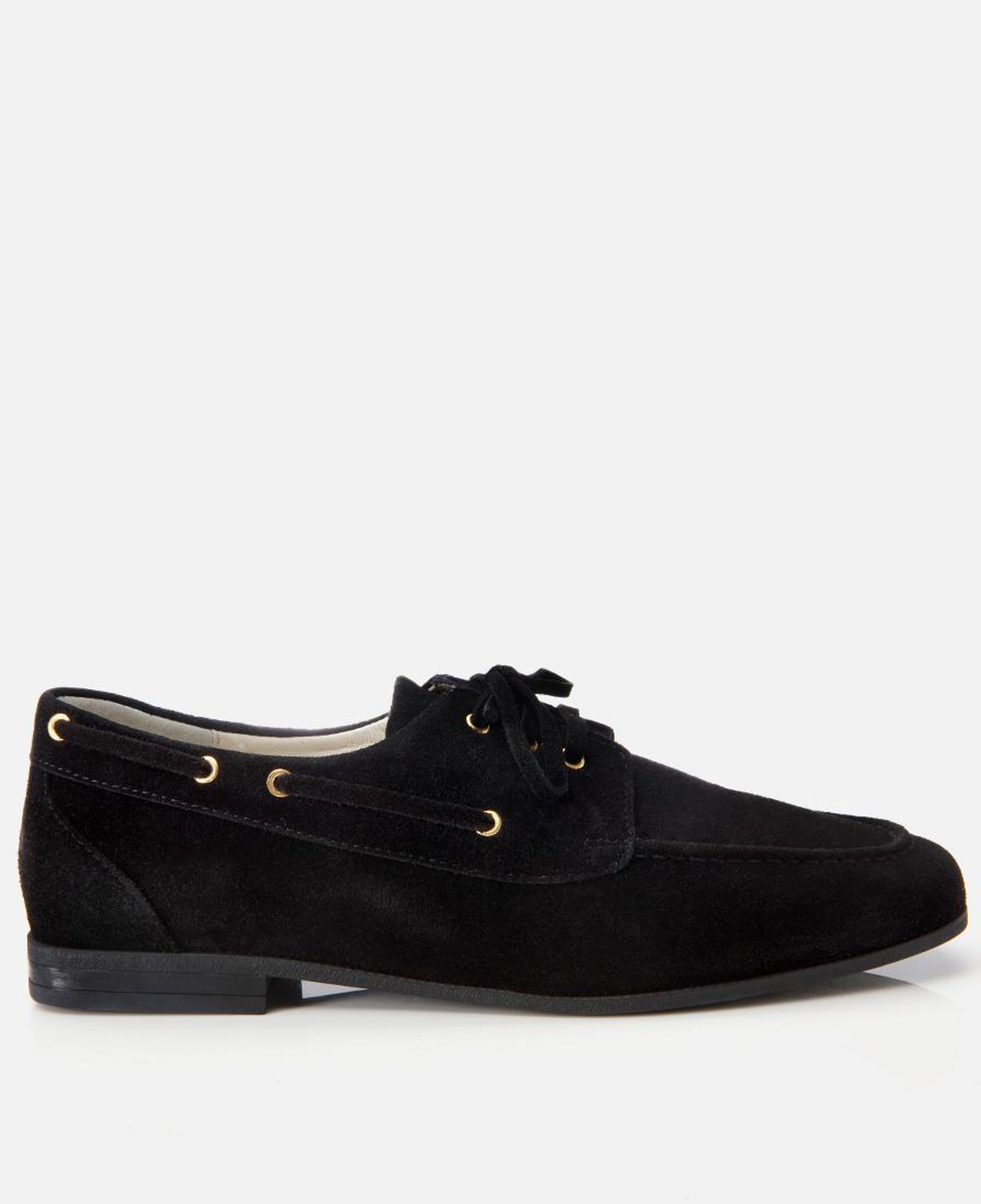 Kadın Süet Deri Siyah Bağcık Detaylı Günlük Loafer