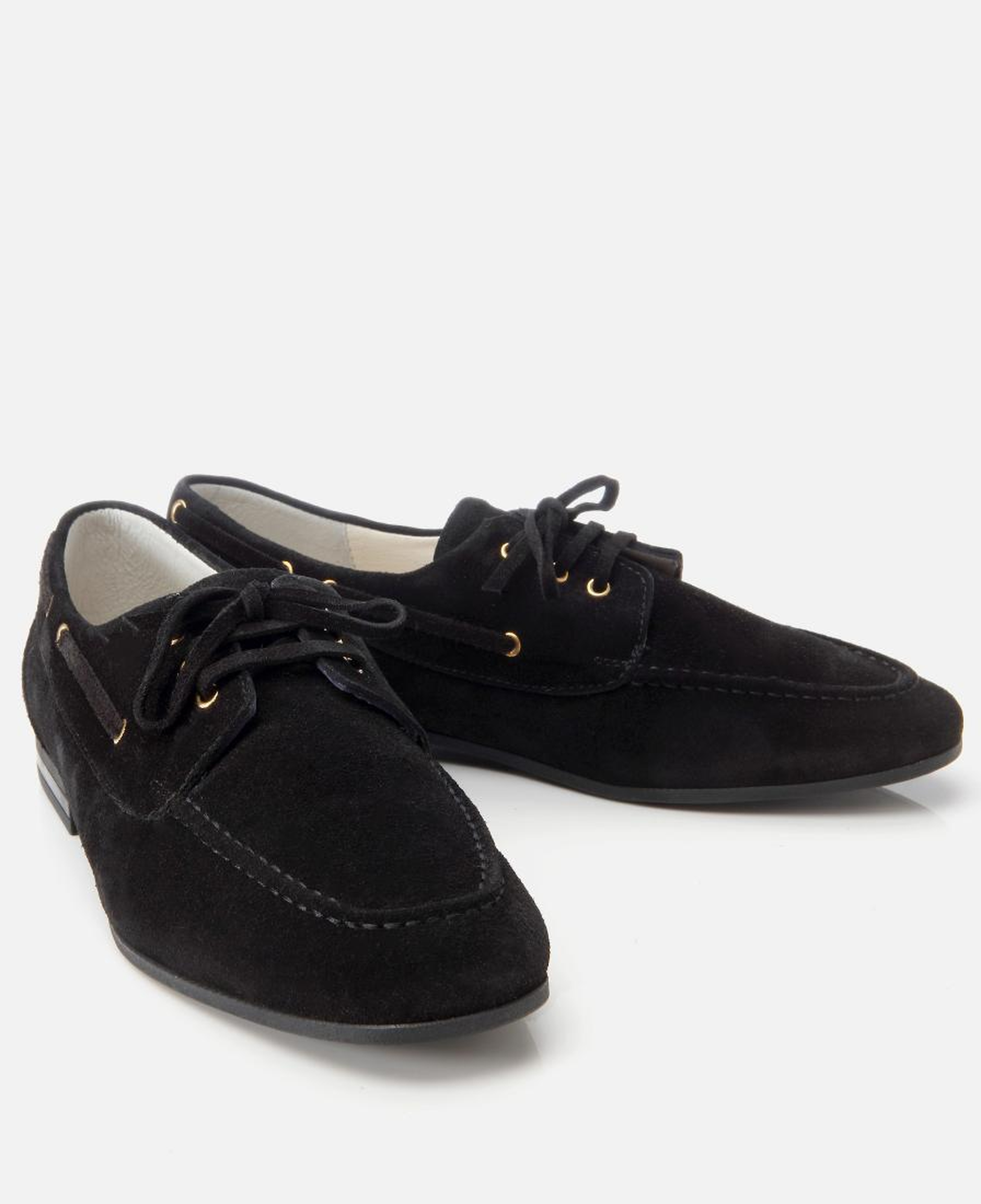 Kadın Süet Deri Siyah Bağcık Detaylı Günlük Loafer