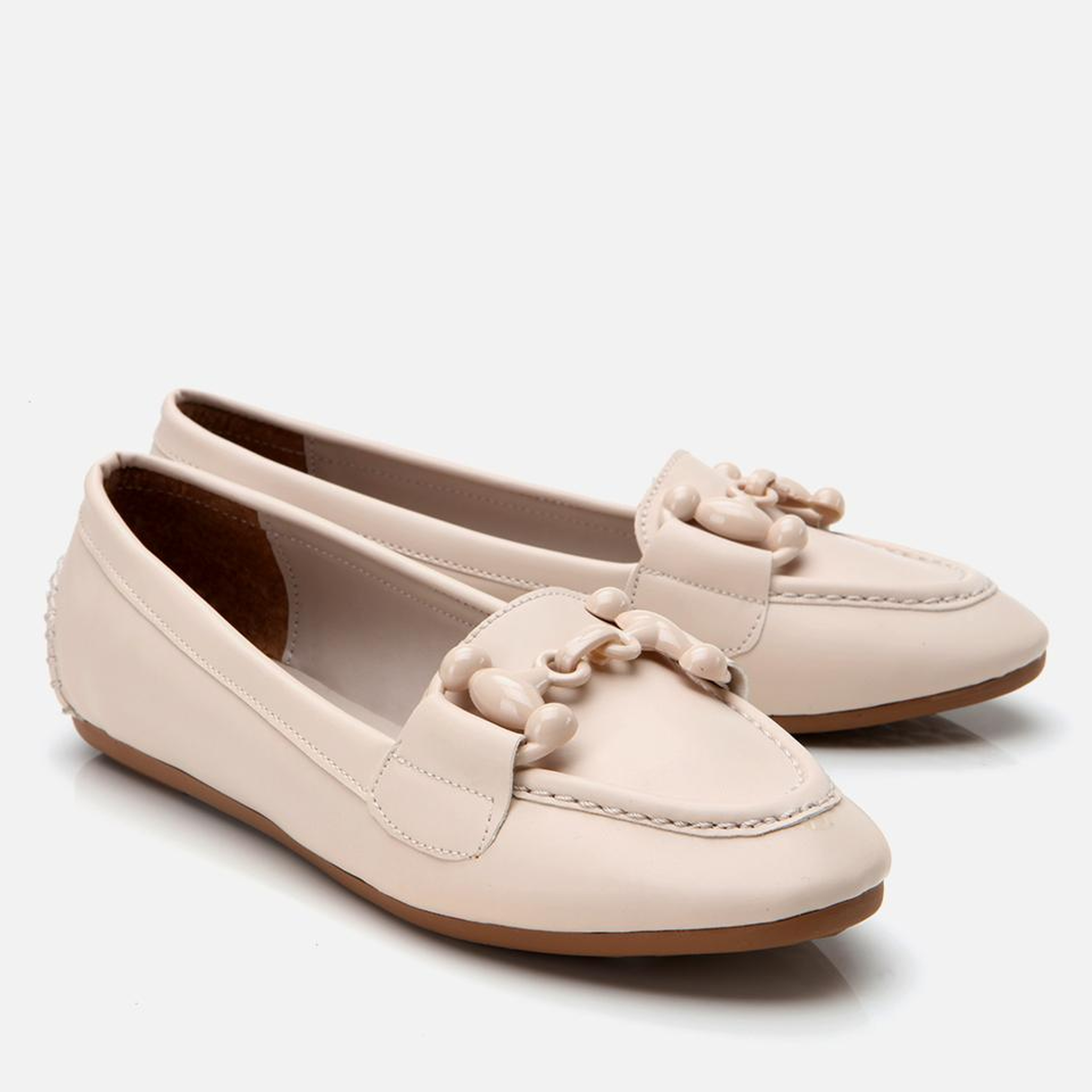 Kadın Ekru Yaya Tokalı Loafer