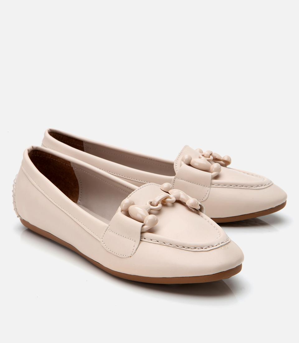 Kadın Ekru Yaya Tokalı Loafer