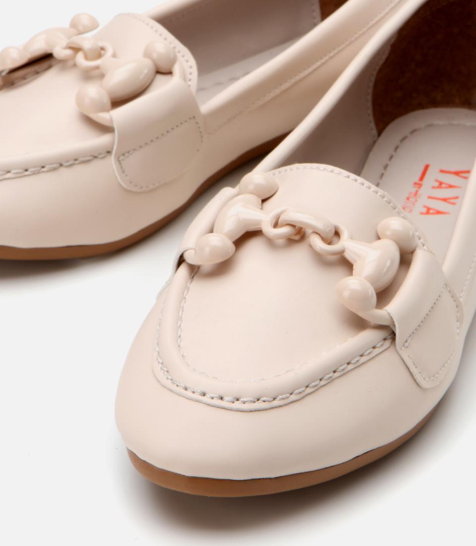 Kadın Ekru Yaya Tokalı Loafer