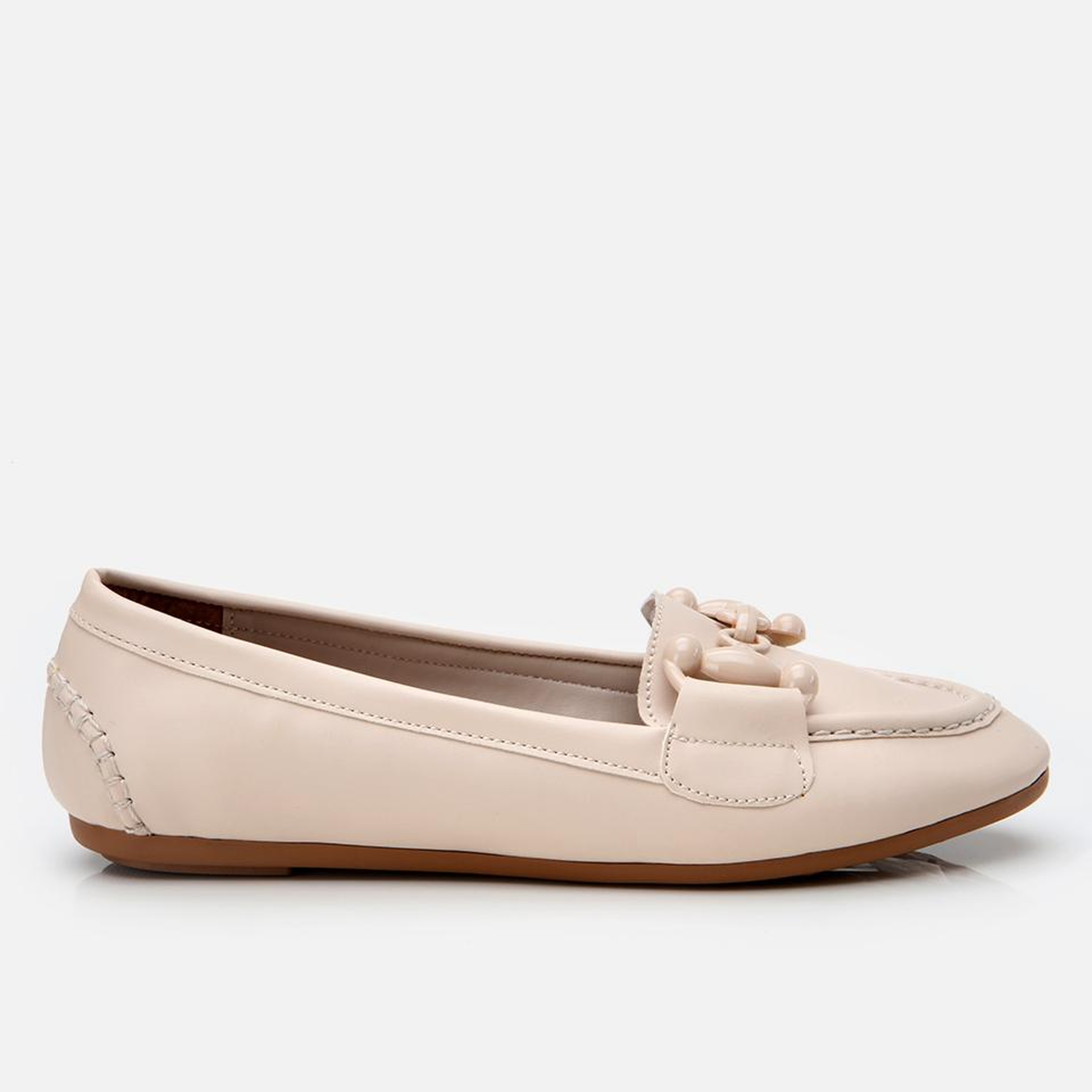 Kadın Ekru Yaya Tokalı Loafer