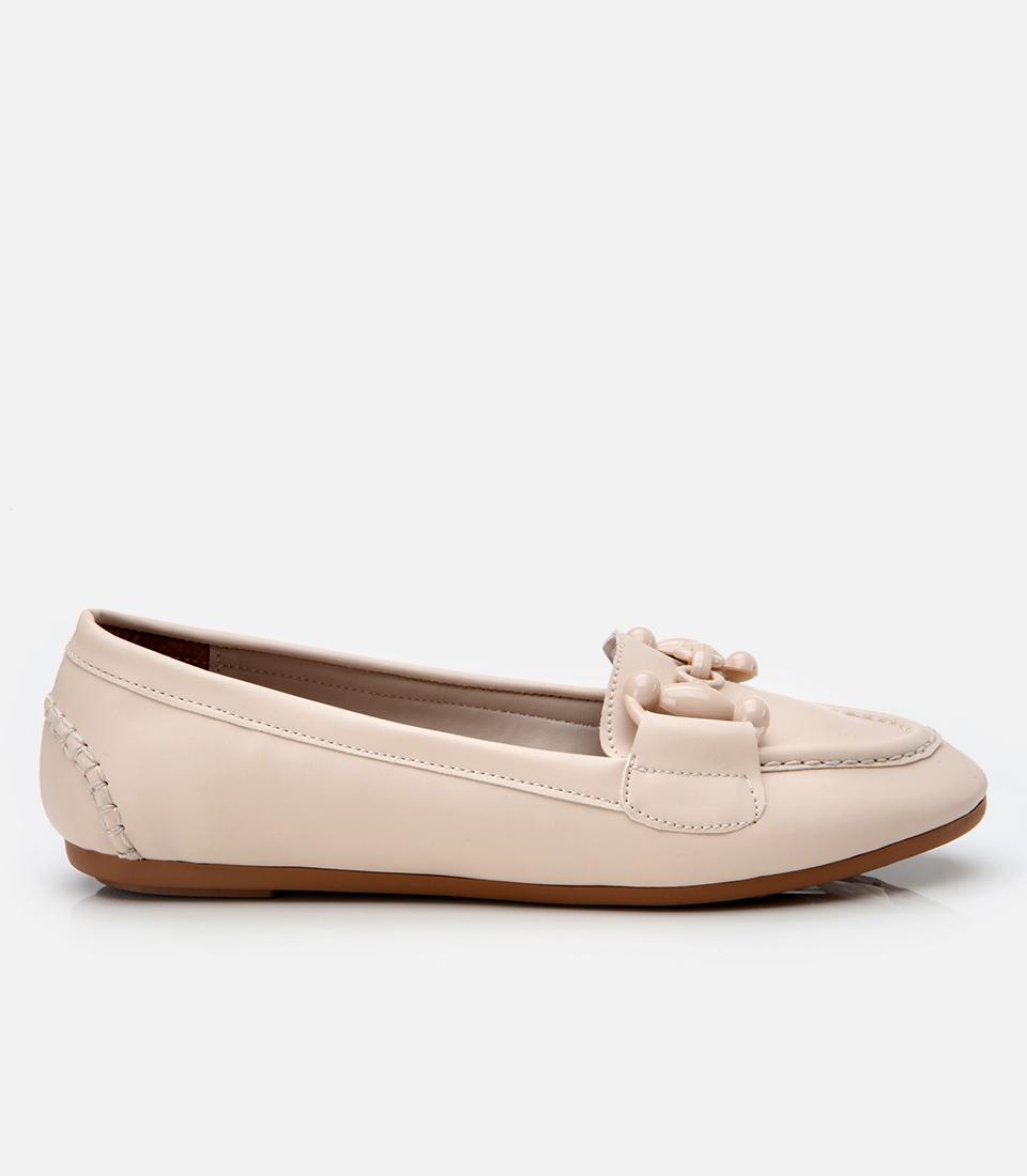 Kadın Ekru Yaya Tokalı Loafer