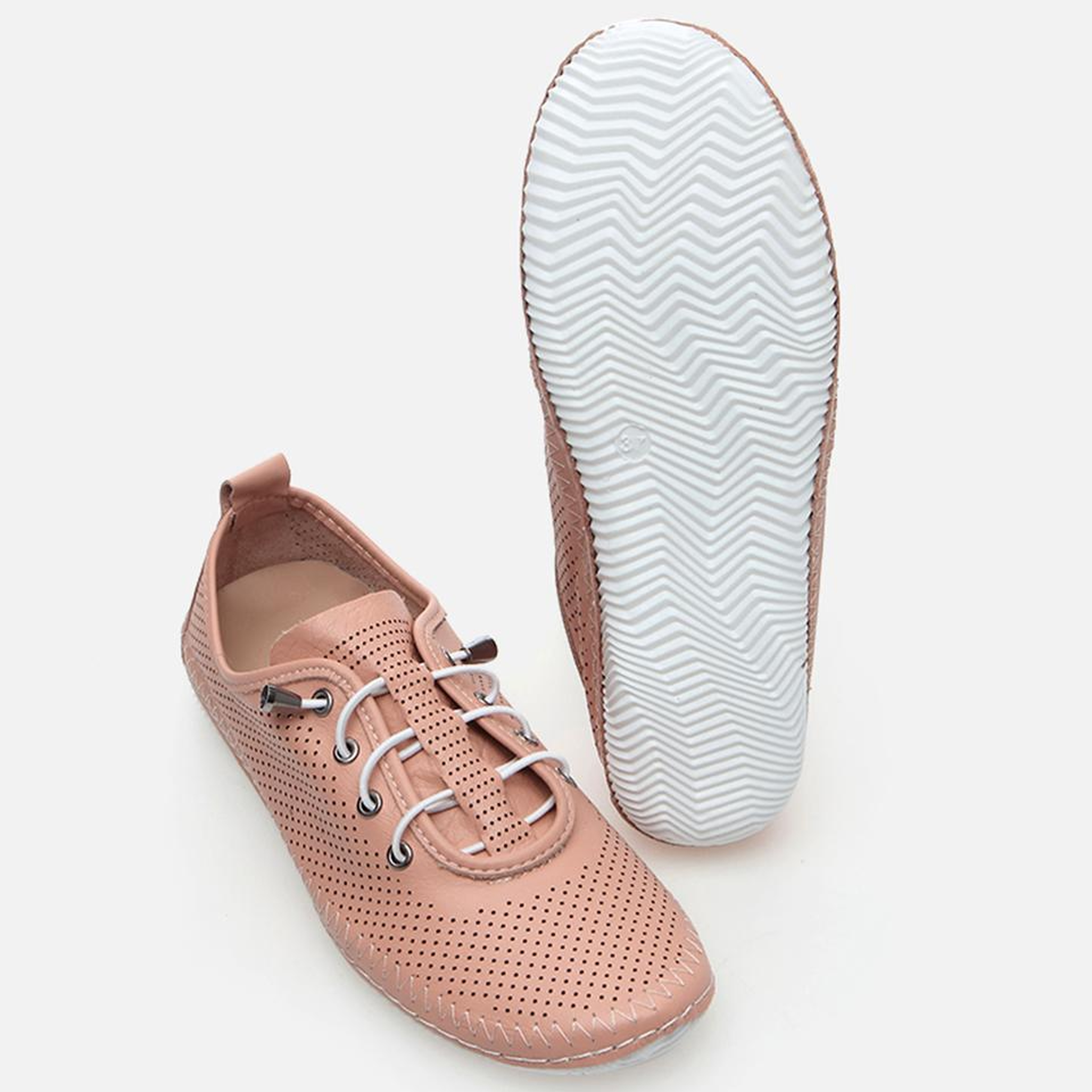 Kadın Deri Pembe Yaya Günlük Ayakkabı