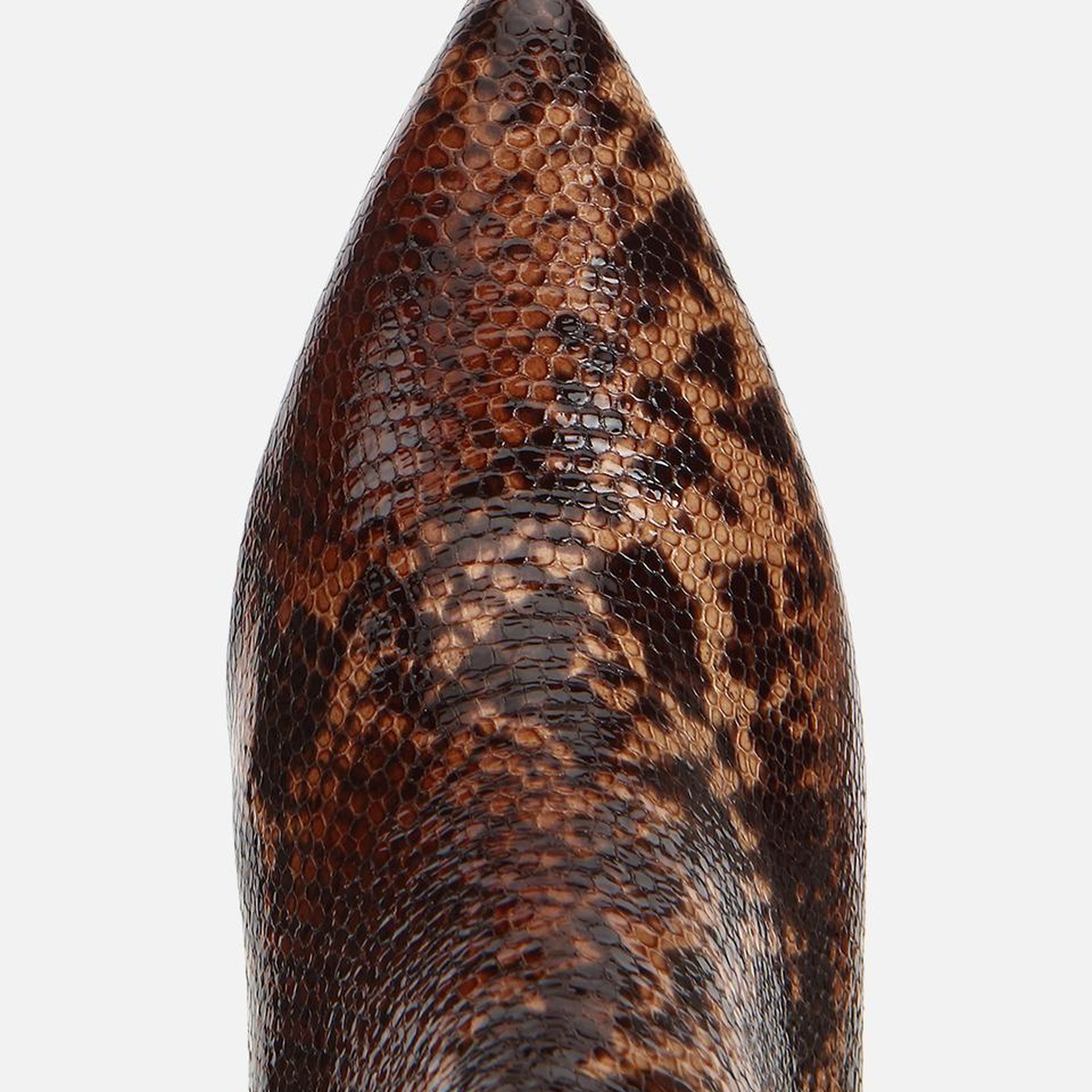 Kadın Deri Yılan Desenli Sivri Burunlu Topuklu Çizme