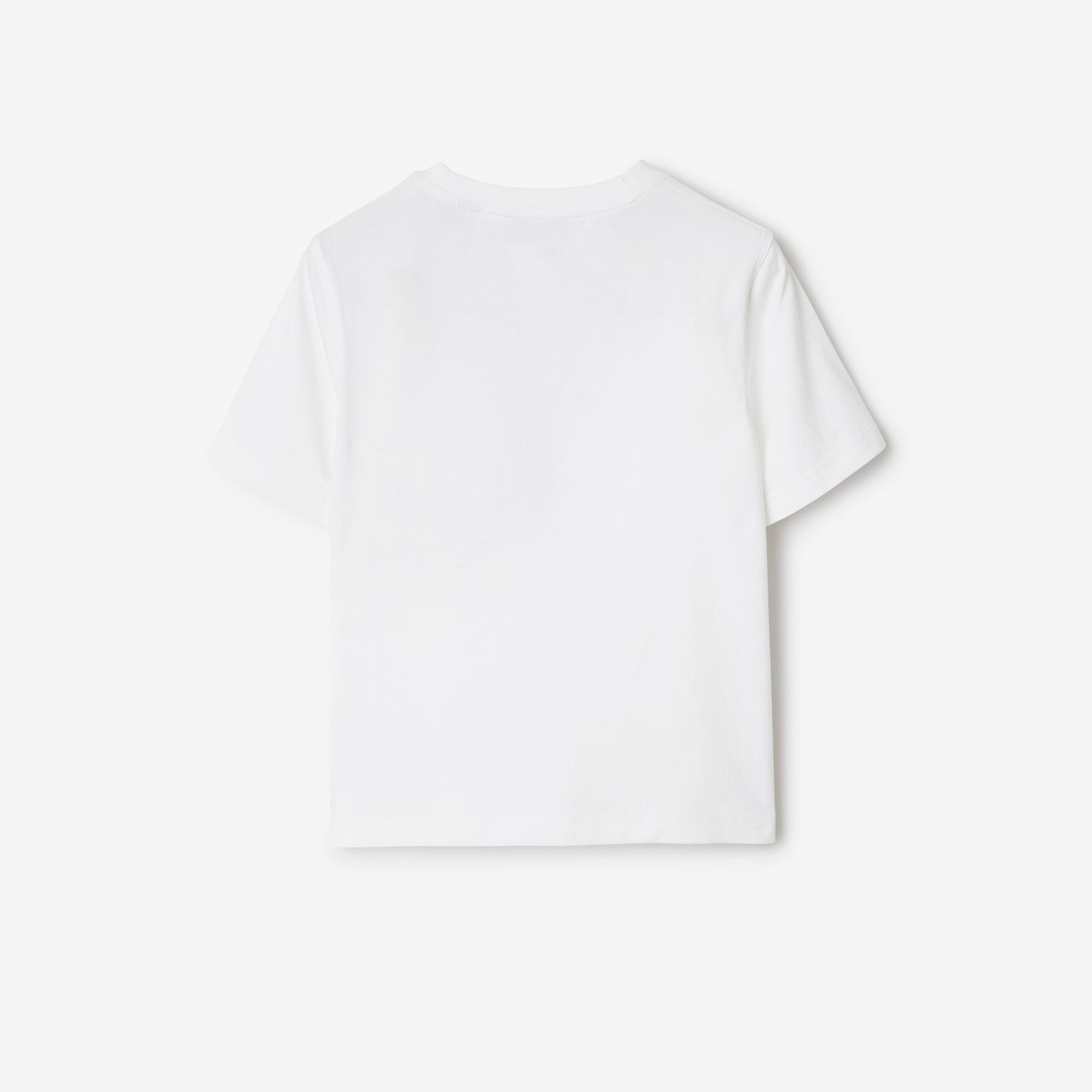 Burberry Cedar Check Label Cotton Çocuk Beyaz T-Shirt