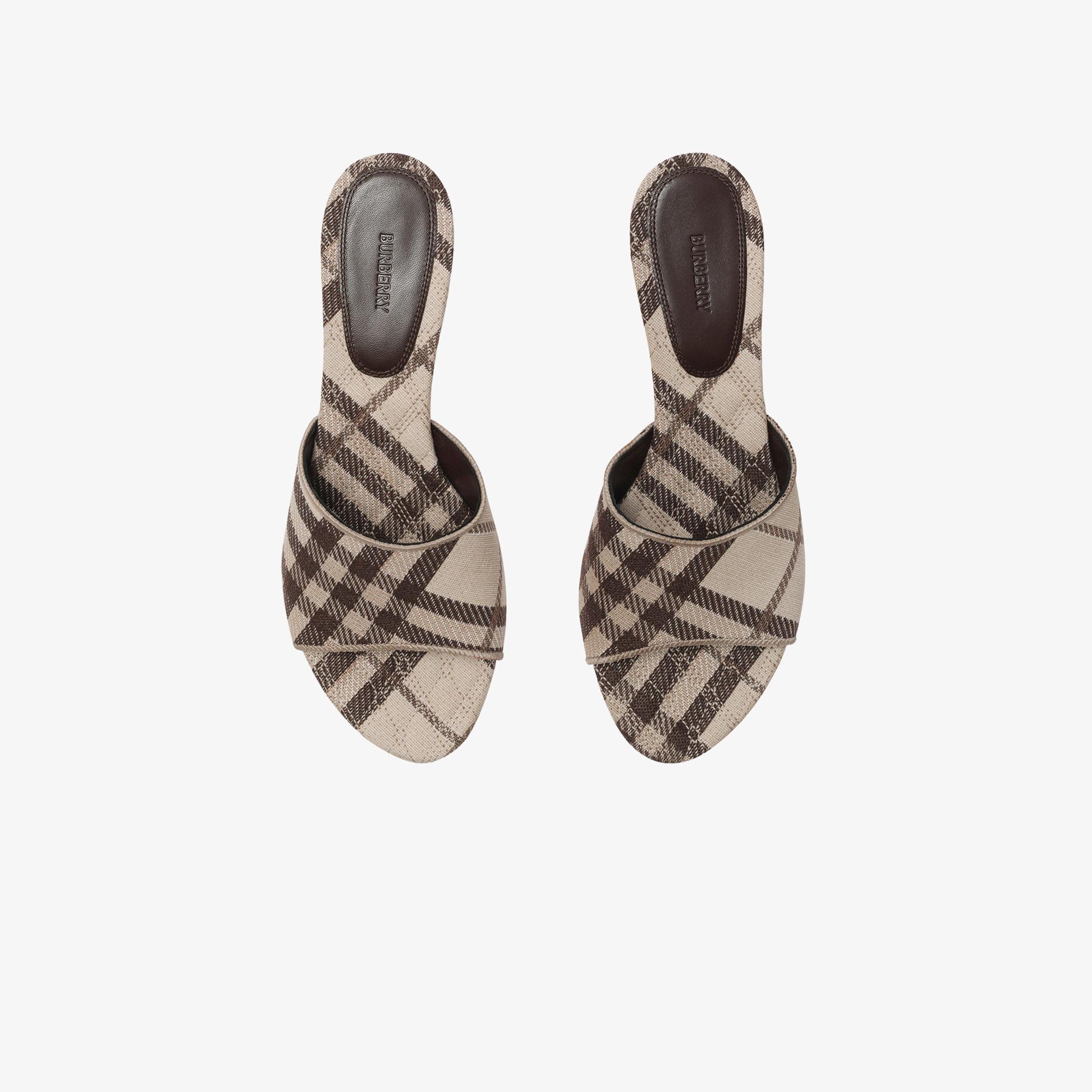 Burberry Sloane Mule Check Kadın Bej Terlik