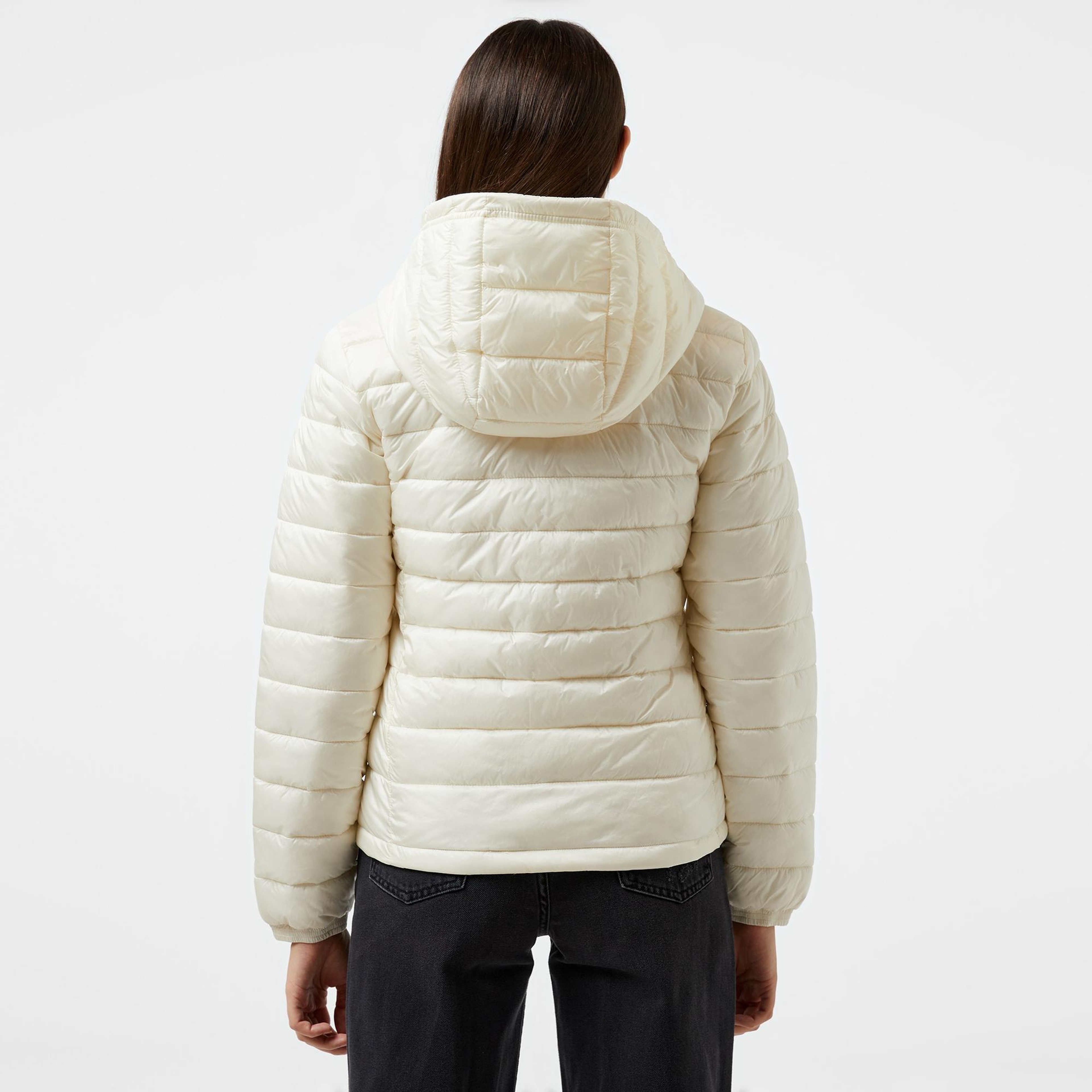 Guess Hooded Puffer Iridescent Nylon 40 Kadın Krem Rengi Mont