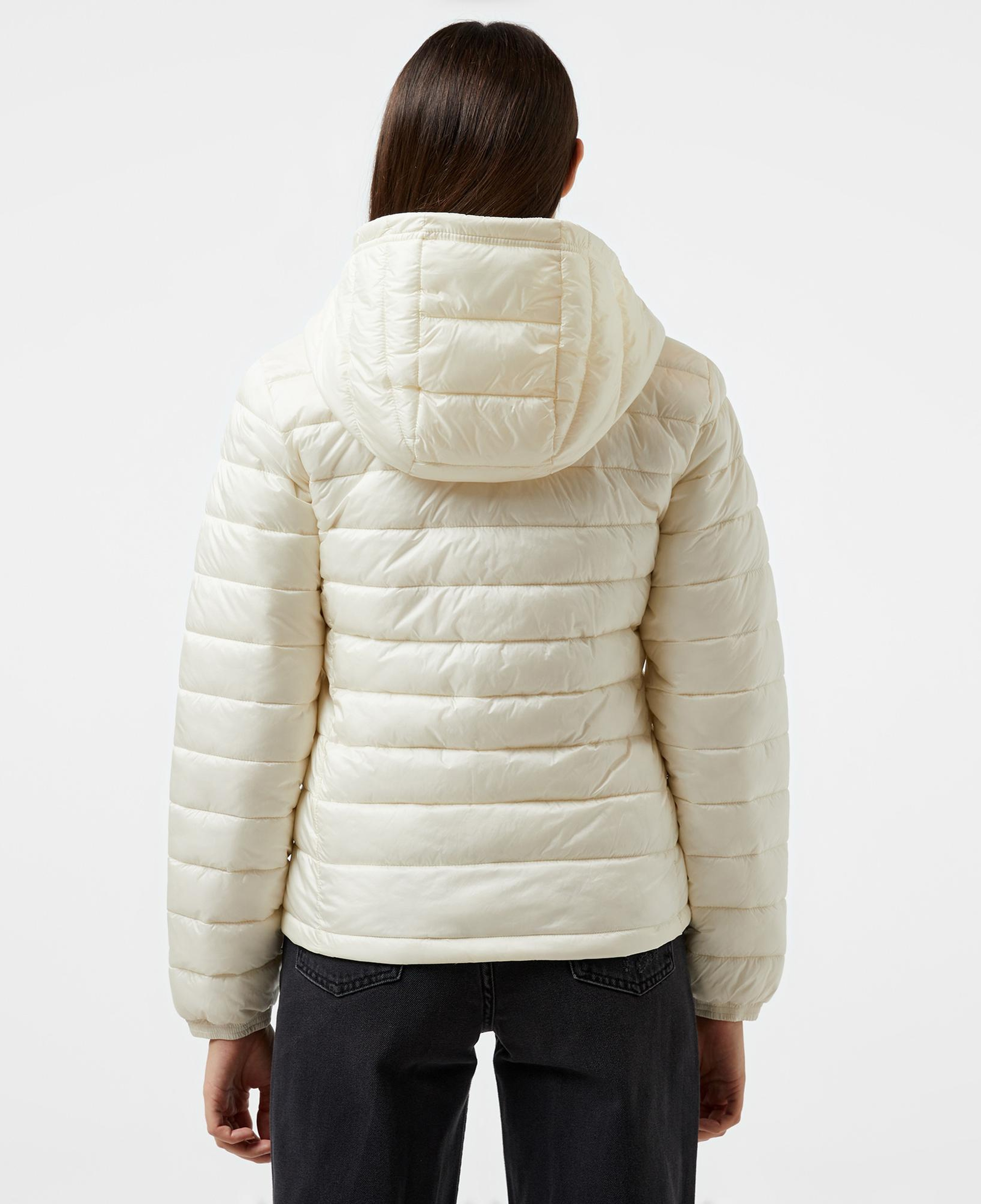 Guess Hooded Puffer Iridescent Nylon 40 Kadın Krem Rengi Mont