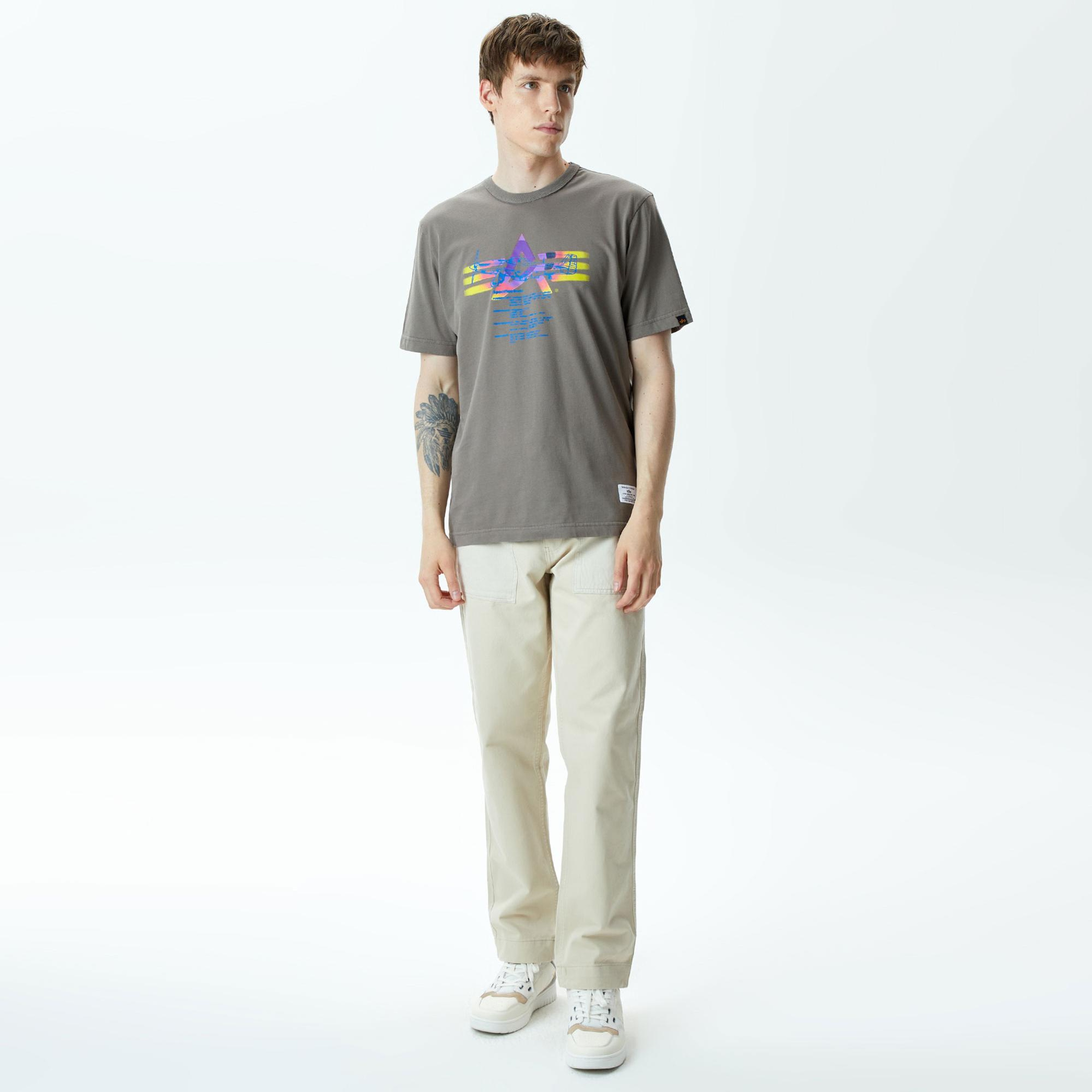 Alpha Industries Alpha Gradient Unisex Gri T-Shirt