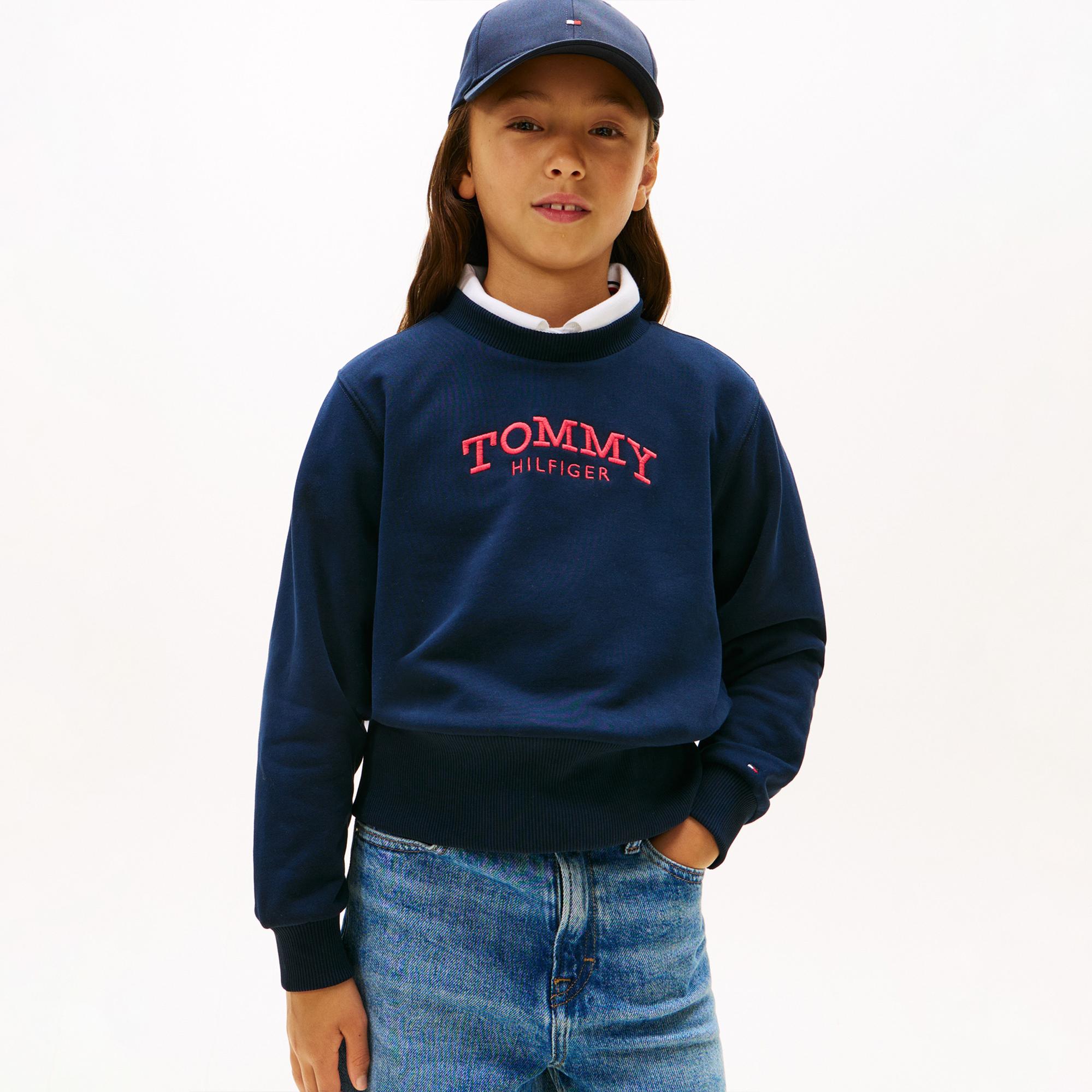 Tommy Hilfiger Crew Neck Çocuk Mavi Sweatshirt