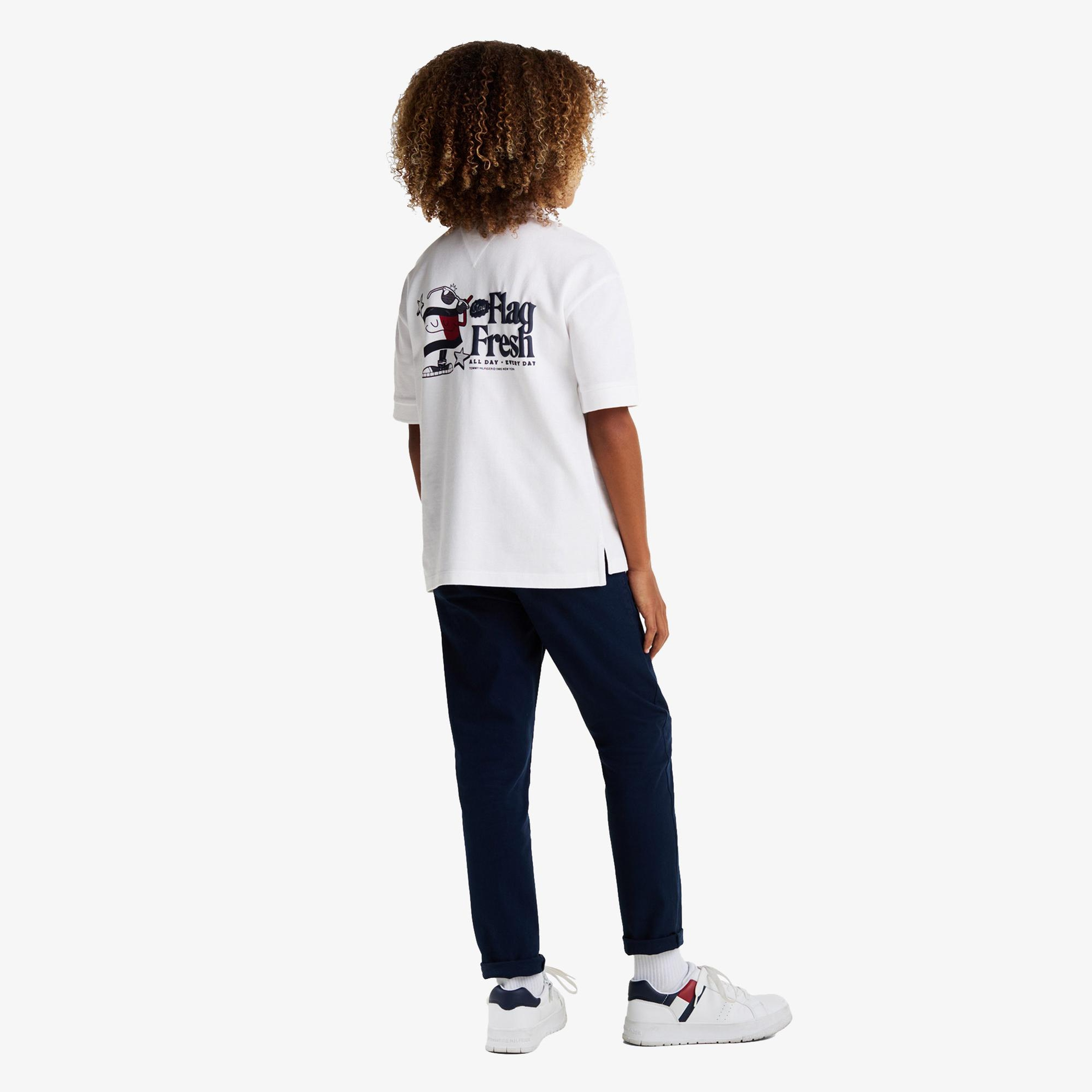 Tommy Jeans Flag Fresh Çocuk Beyaz Polo