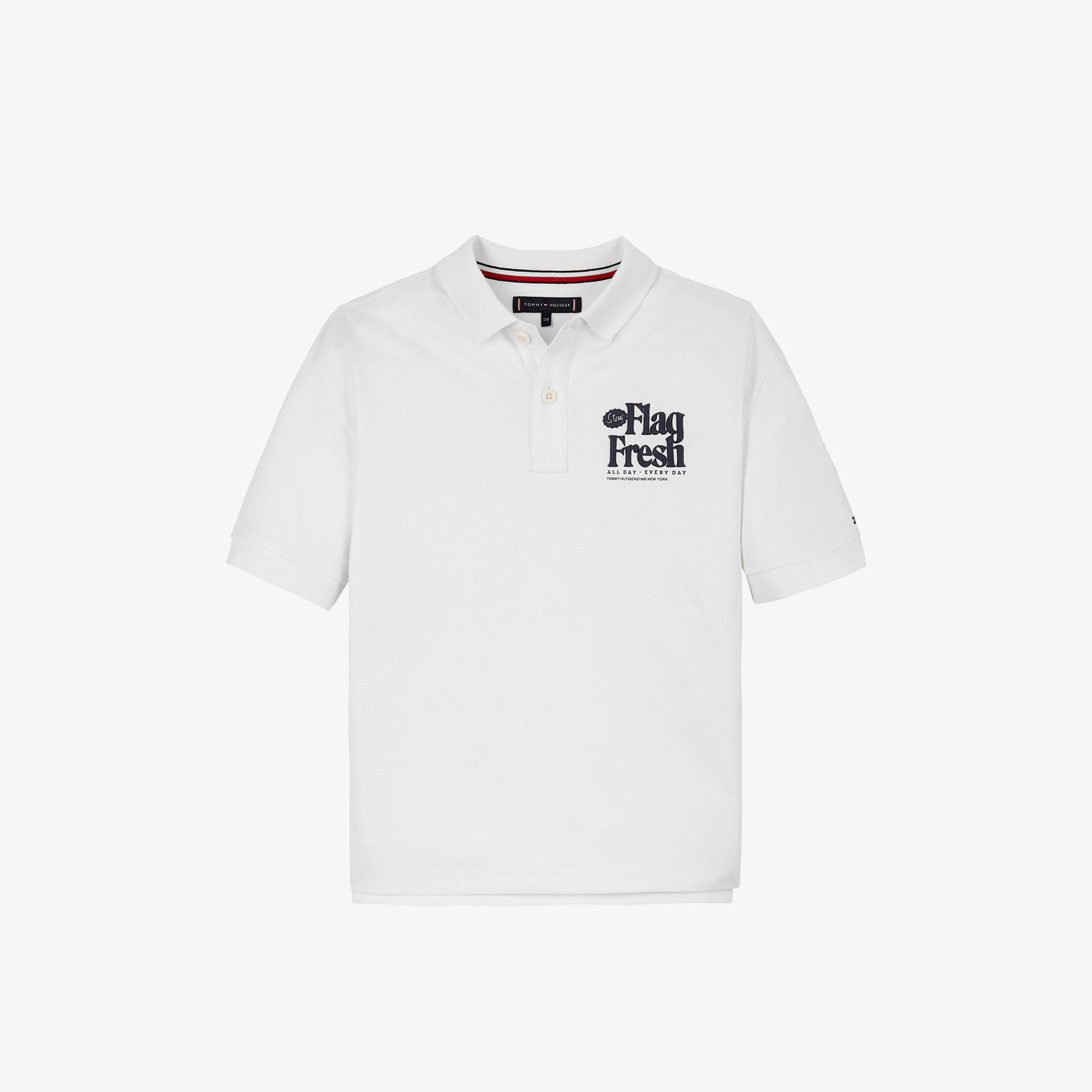 Tommy Jeans Flag Fresh Çocuk Beyaz Polo