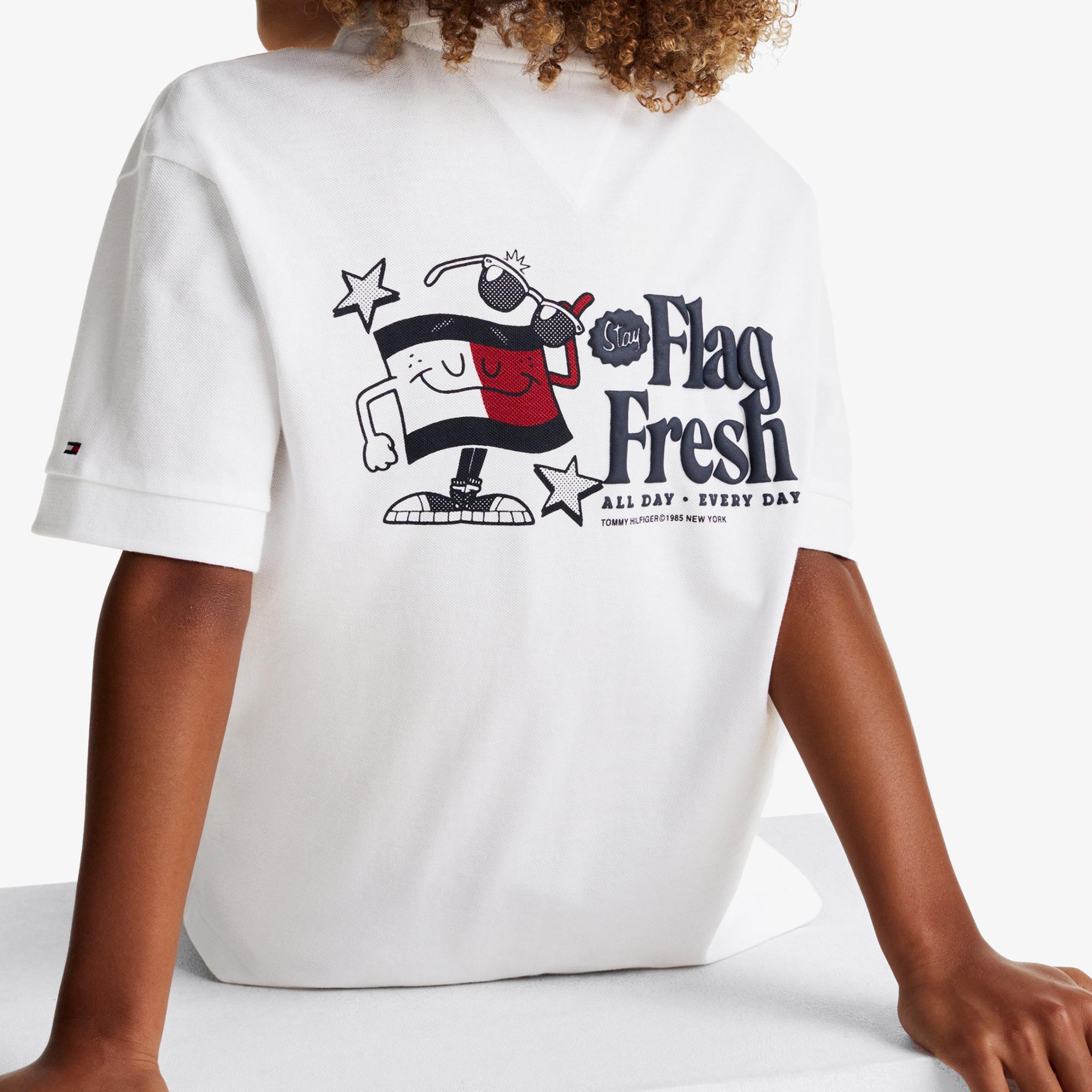 Tommy Jeans Flag Fresh Çocuk Beyaz Polo