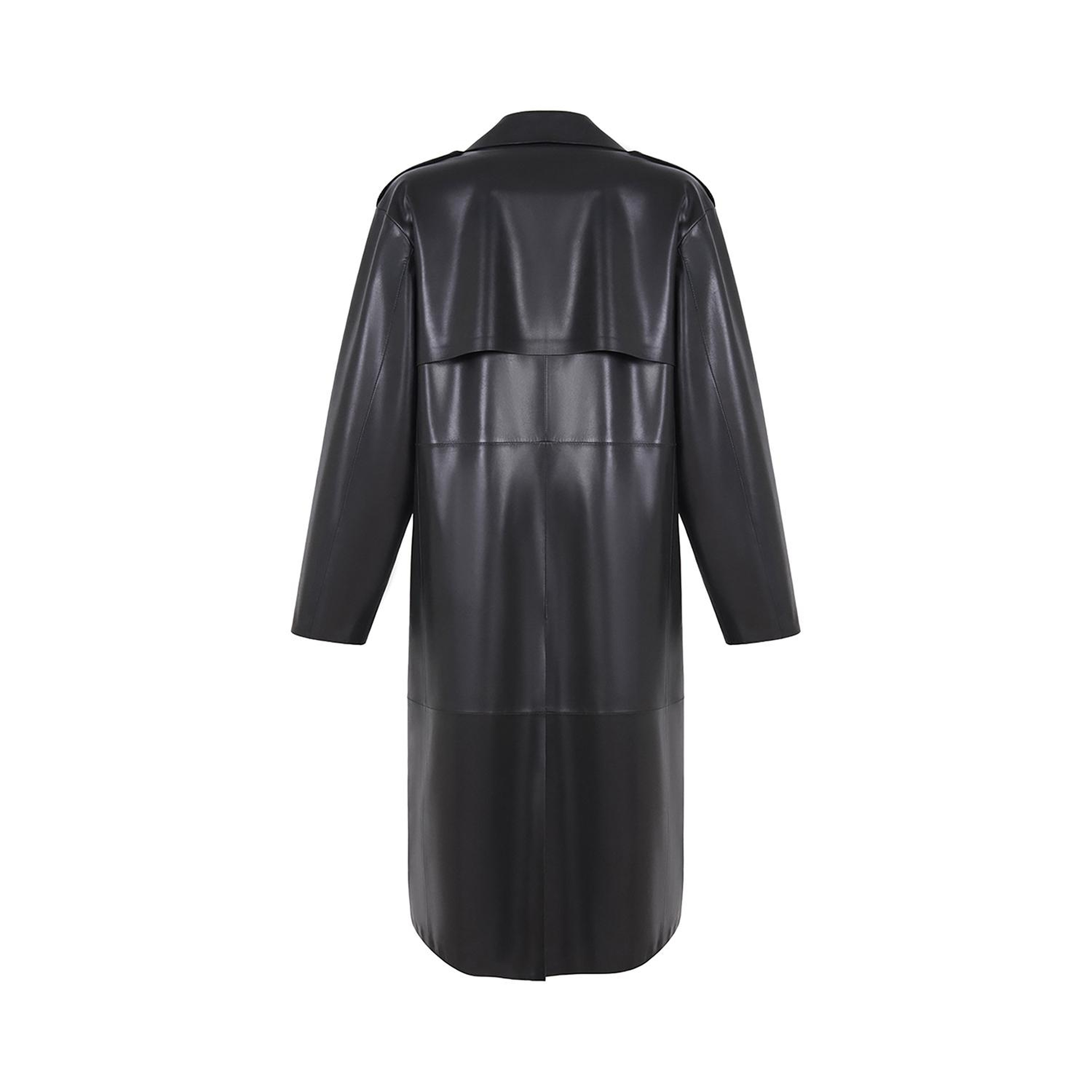 KeinxDesa Siyah Unisex Deri Trençkot