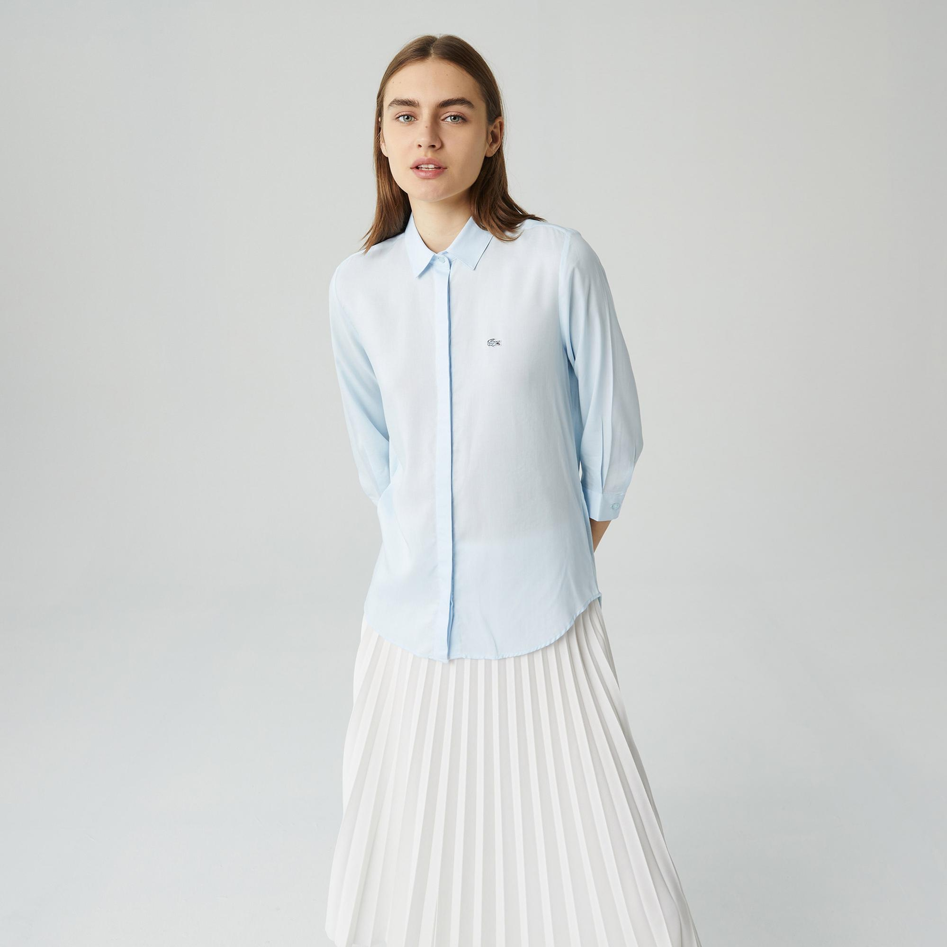 Lacoste Kadın Regular Fit Yarım Kol Açık Mavi Gömlek