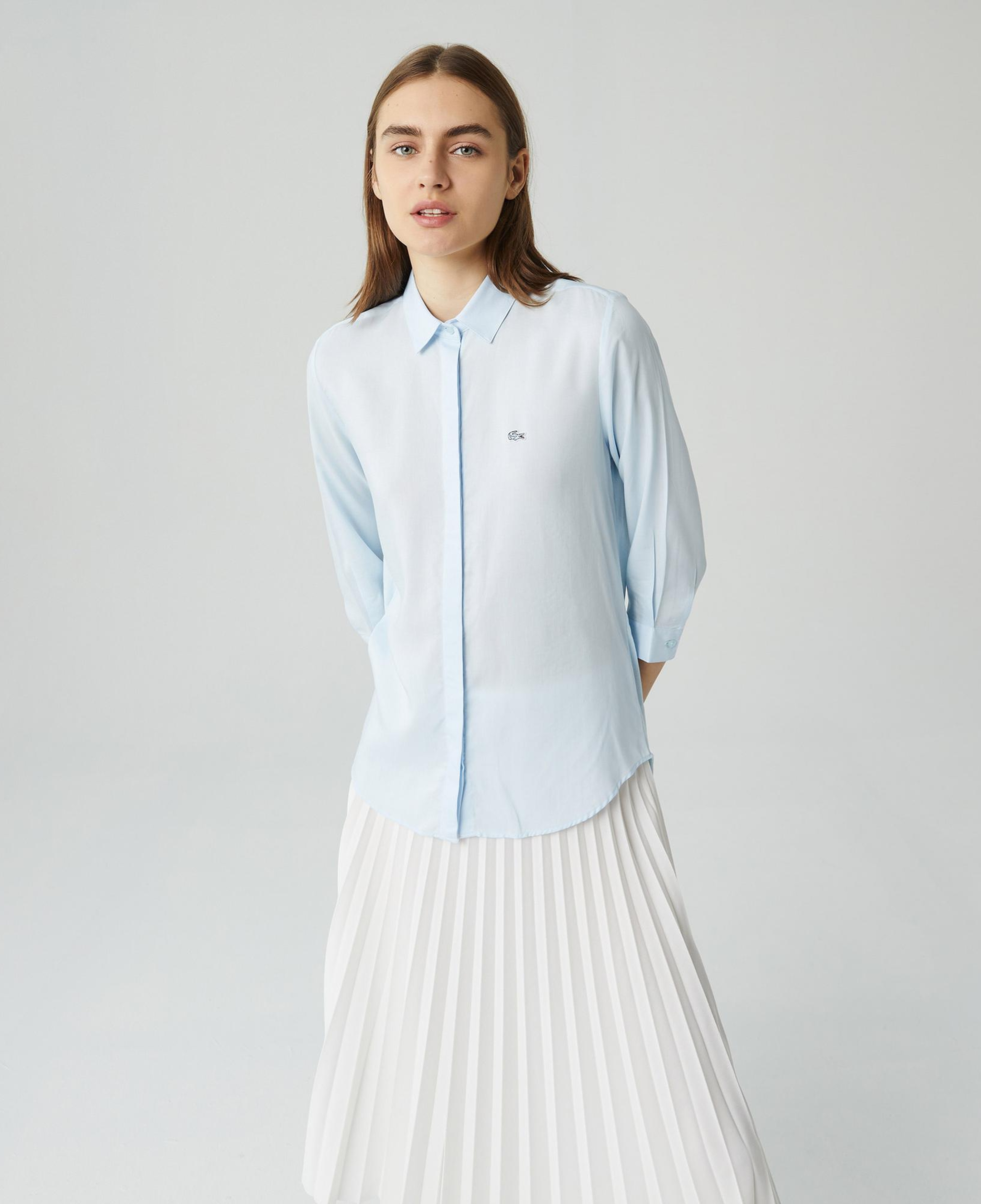 Lacoste Kadın Regular Fit Yarım Kol Açık Mavi Gömlek