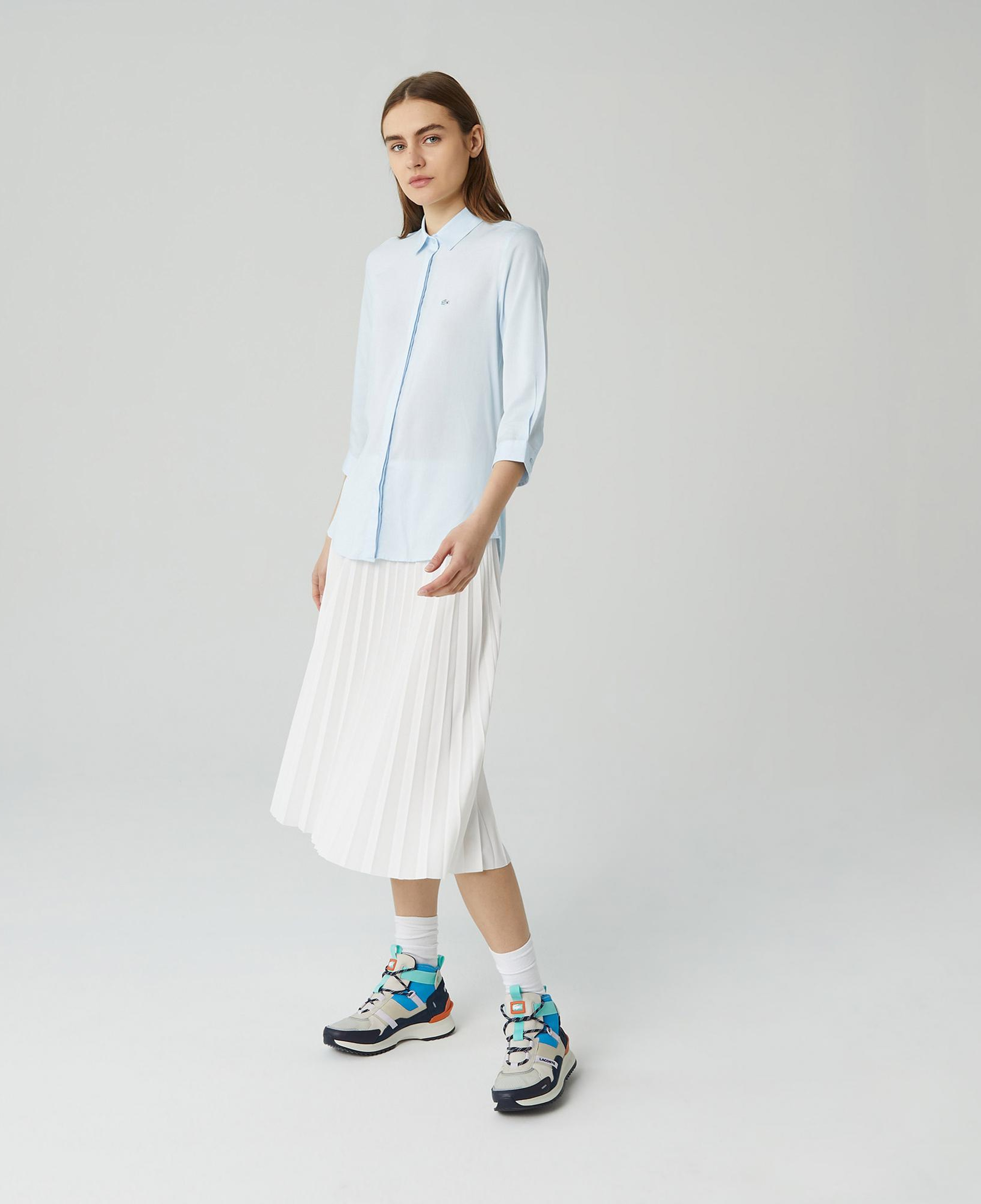 Lacoste Kadın Regular Fit Yarım Kol Açık Mavi Gömlek