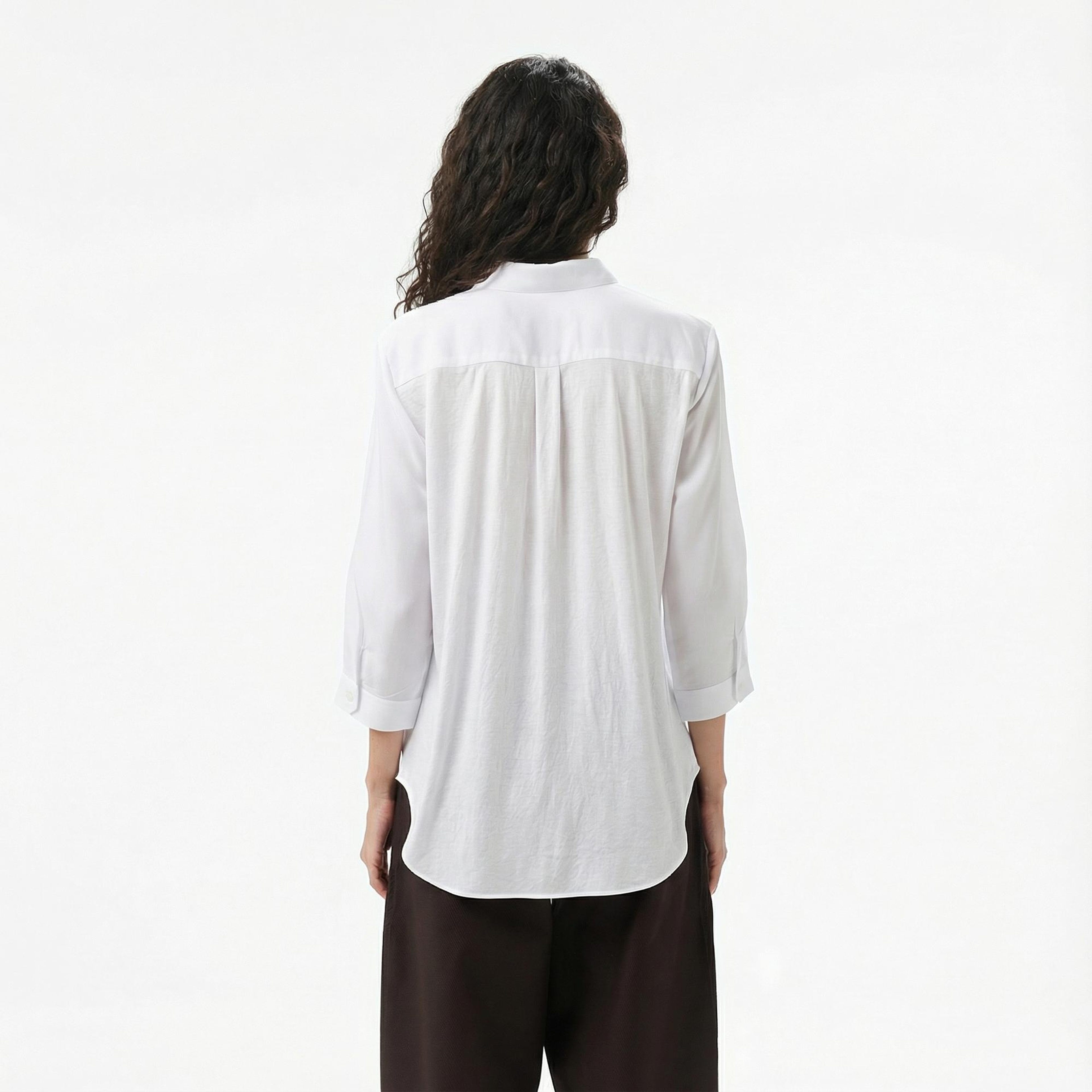 Lacoste Kadın Relaxed Fit Beyaz Gömlek