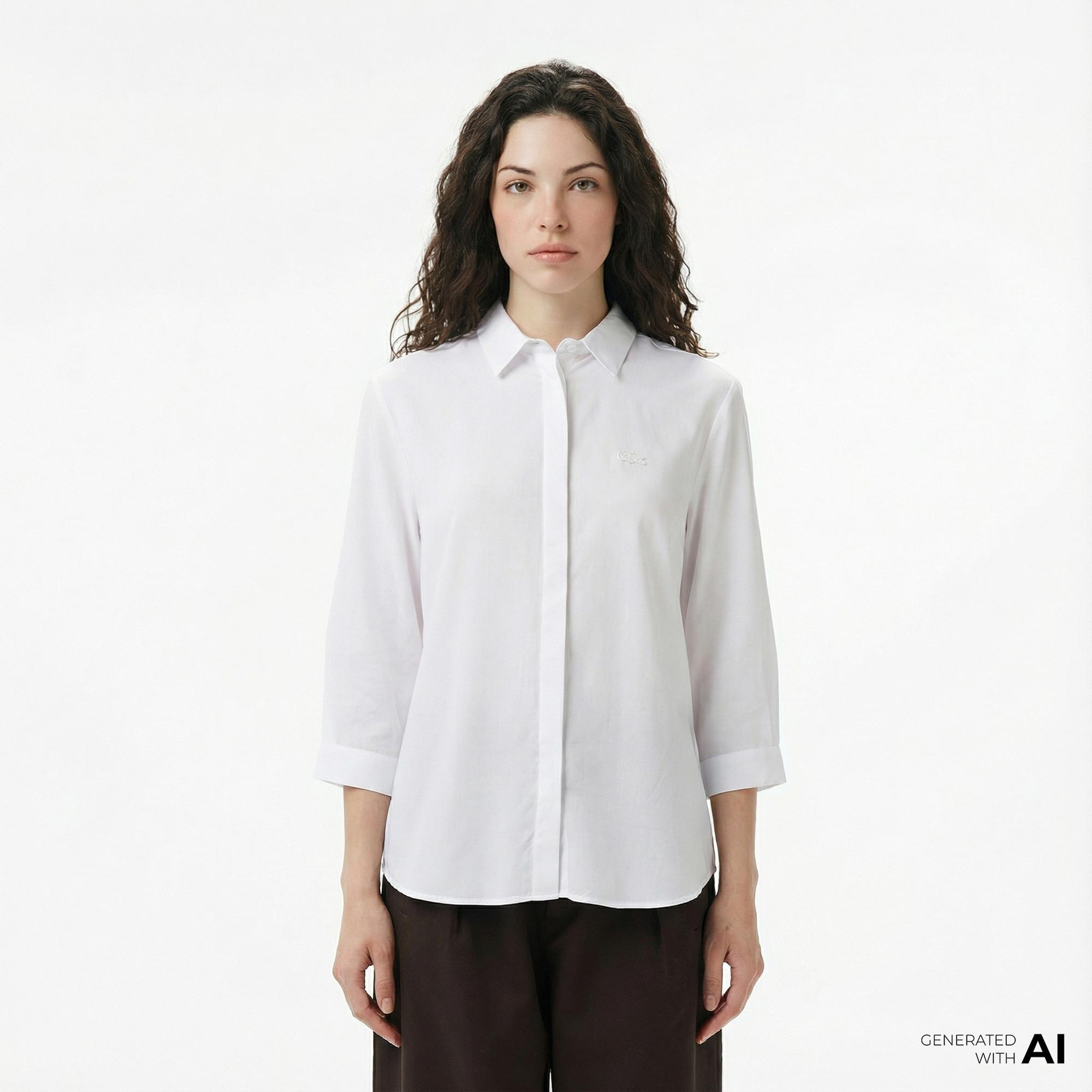 Lacoste Kadın Relaxed Fit Beyaz Gömlek