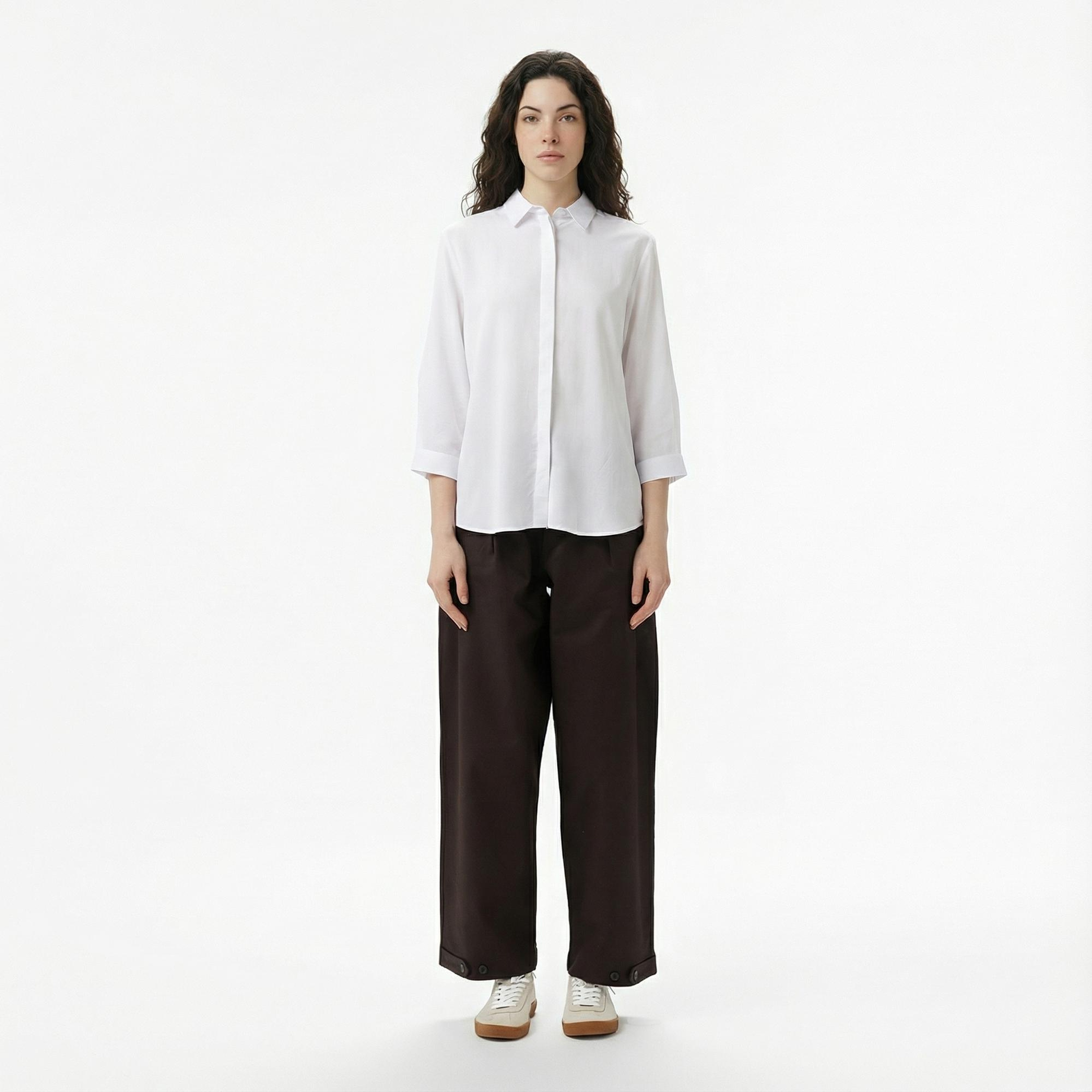 Lacoste Kadın Relaxed Fit Beyaz Gömlek