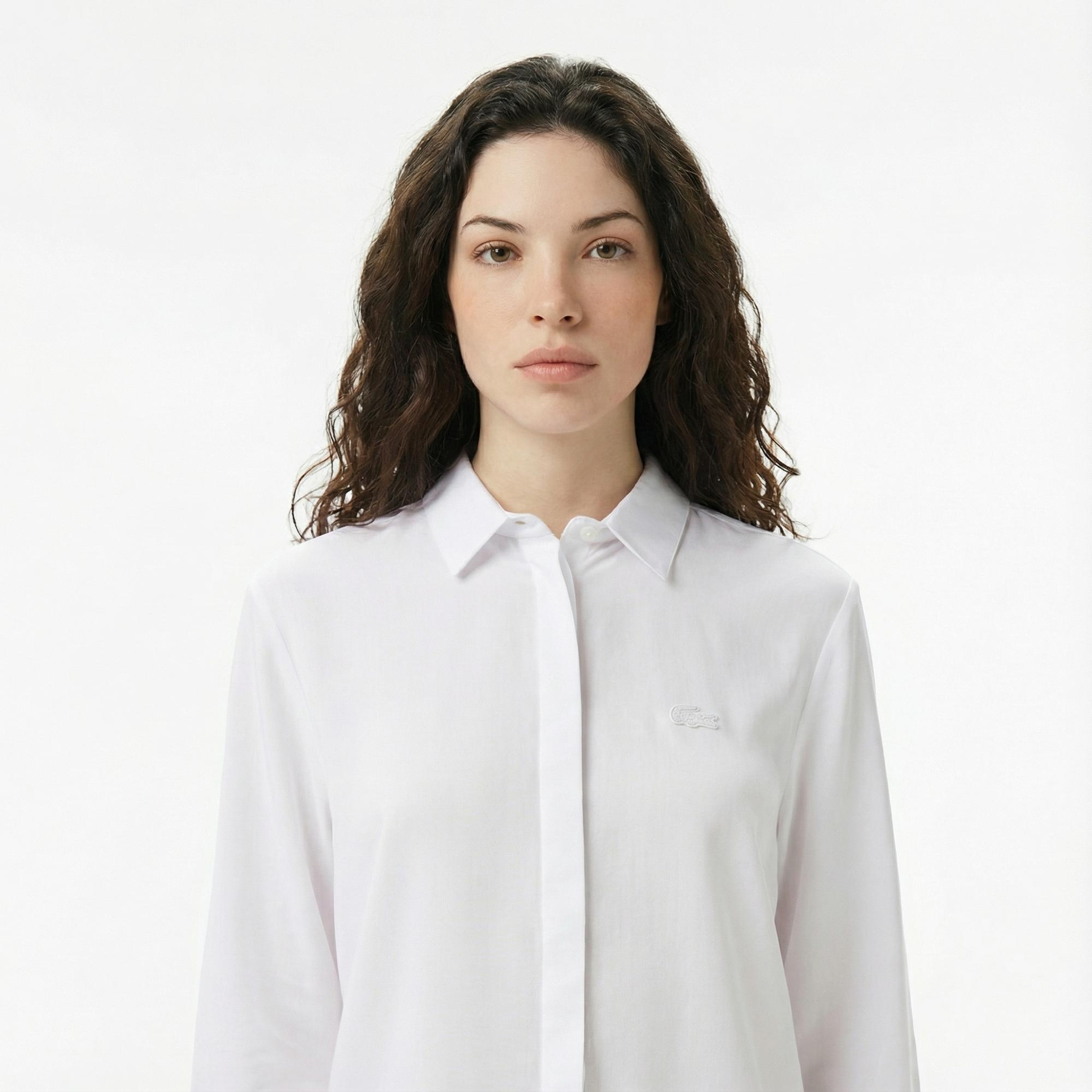 Lacoste Kadın Relaxed Fit Beyaz Gömlek