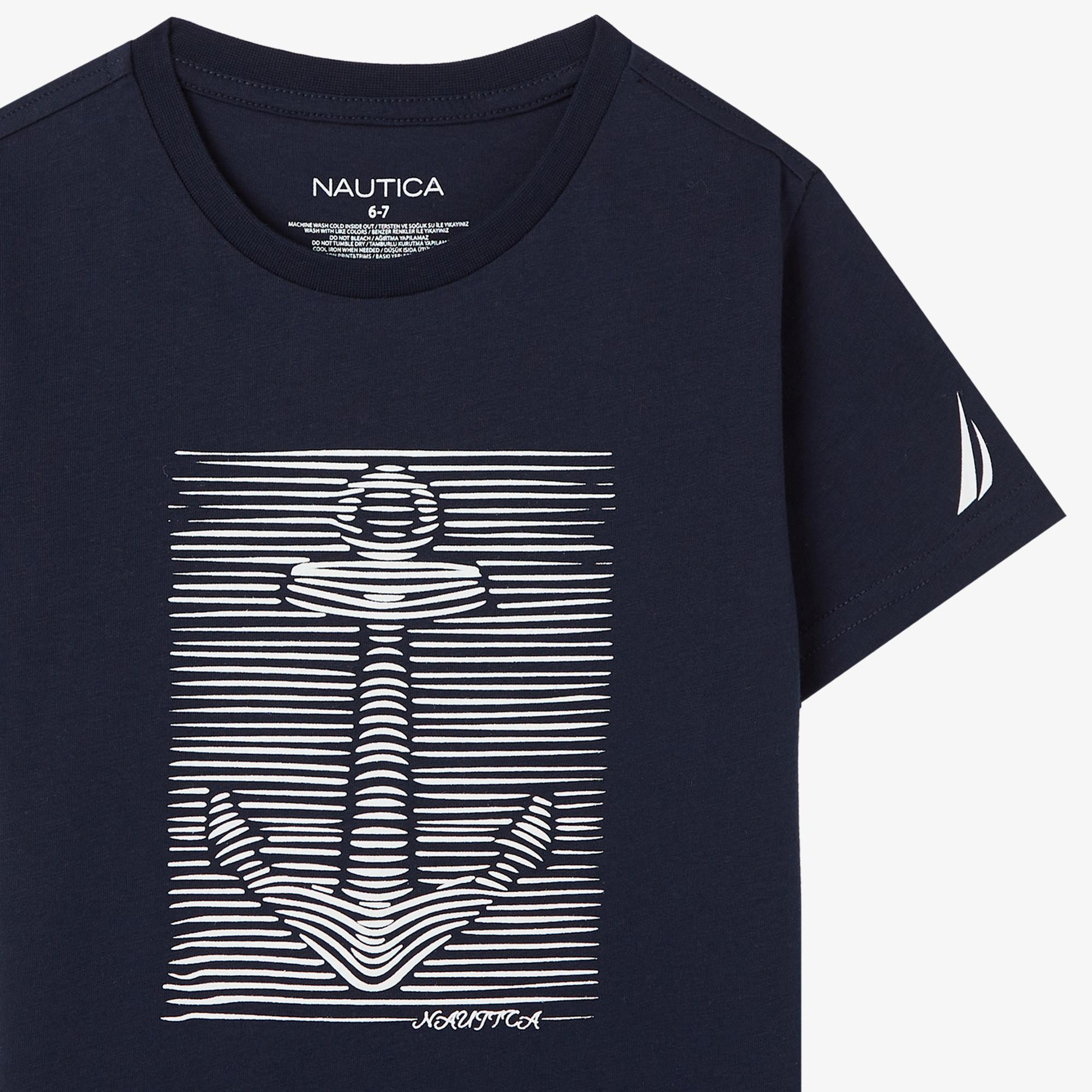 Nautica Erkek Çocuk Lacivert Regular Fit Baskılı T-Shirt