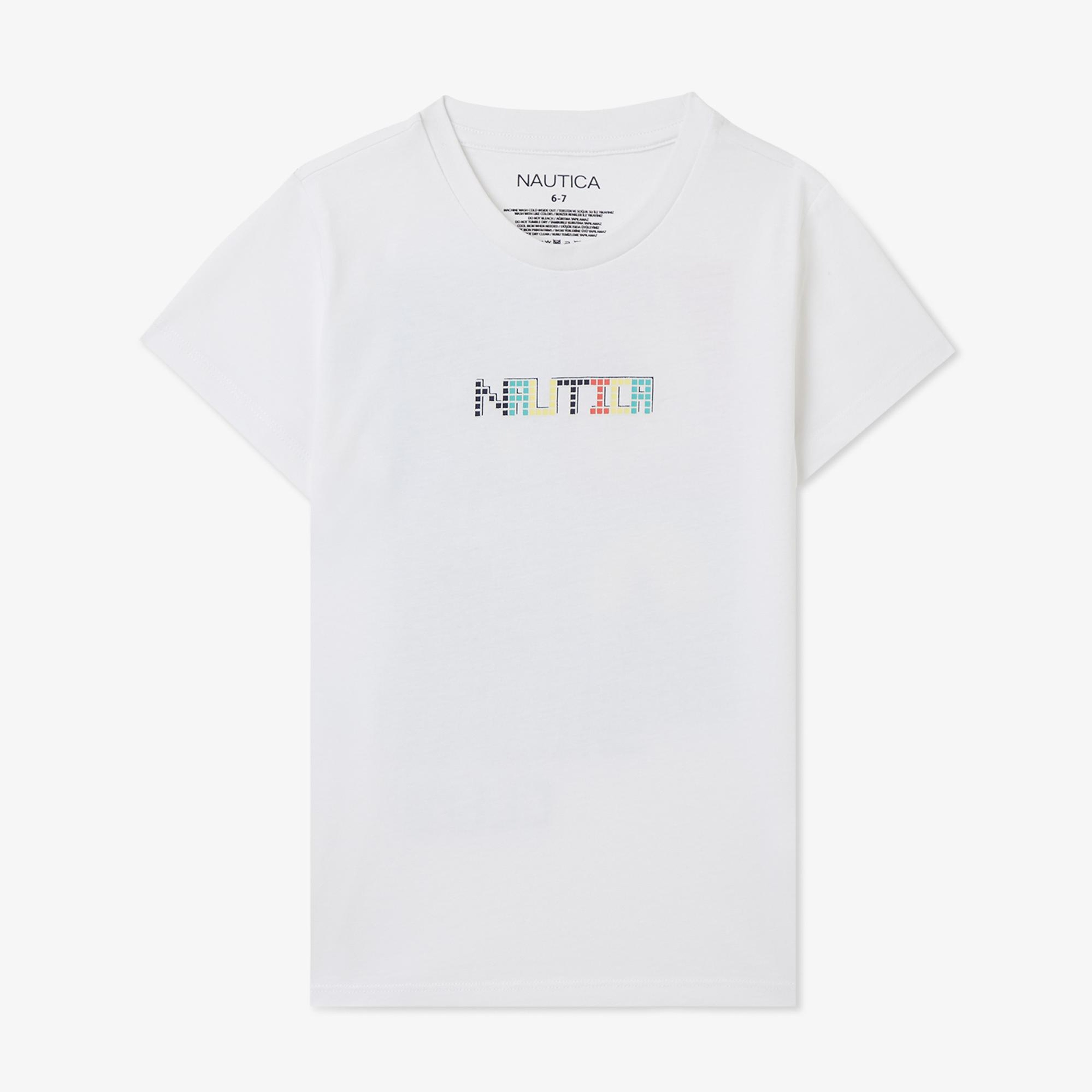 Nautica Erkek Çocuk Beyaz Regular Fit Baskılı T-Shirt