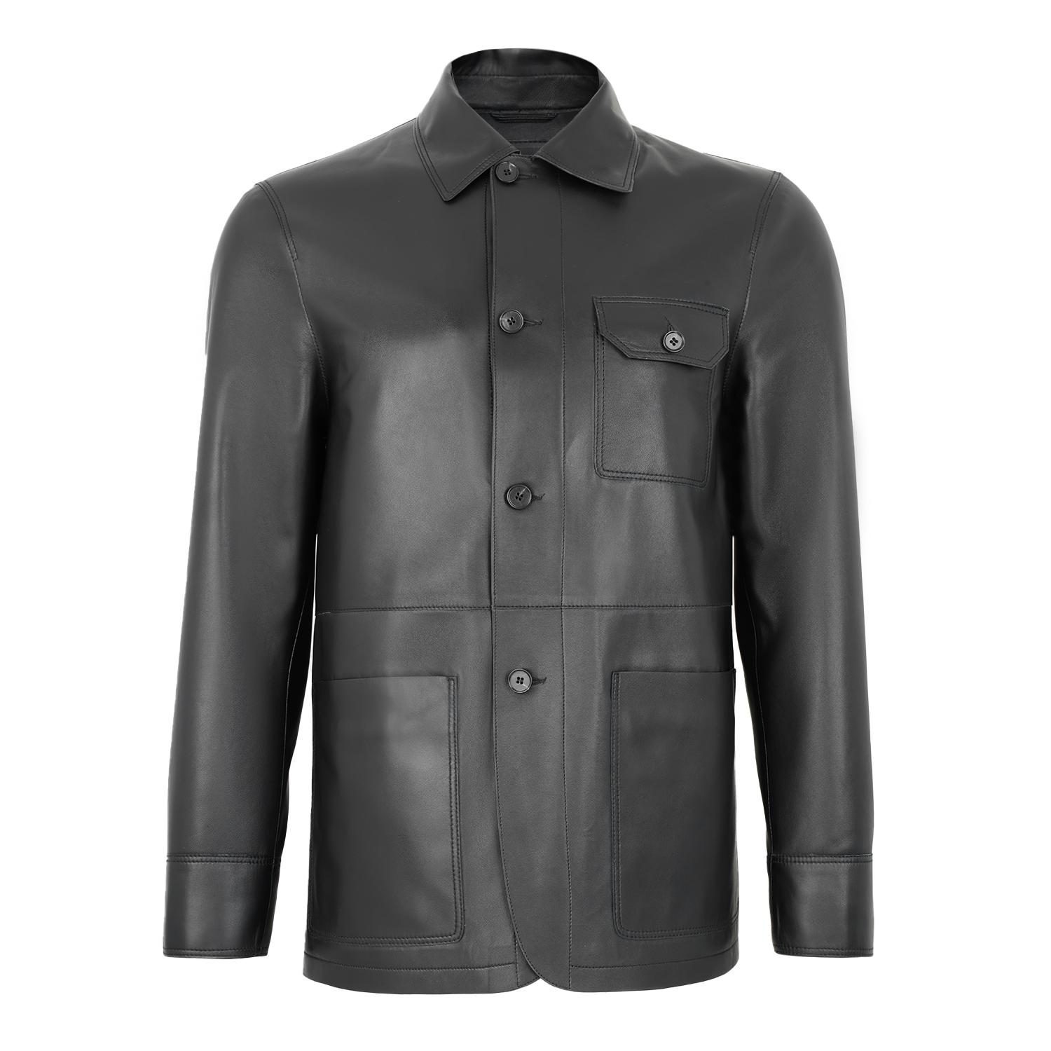 Achak Siyah Erkek Blazer Deri Ceket