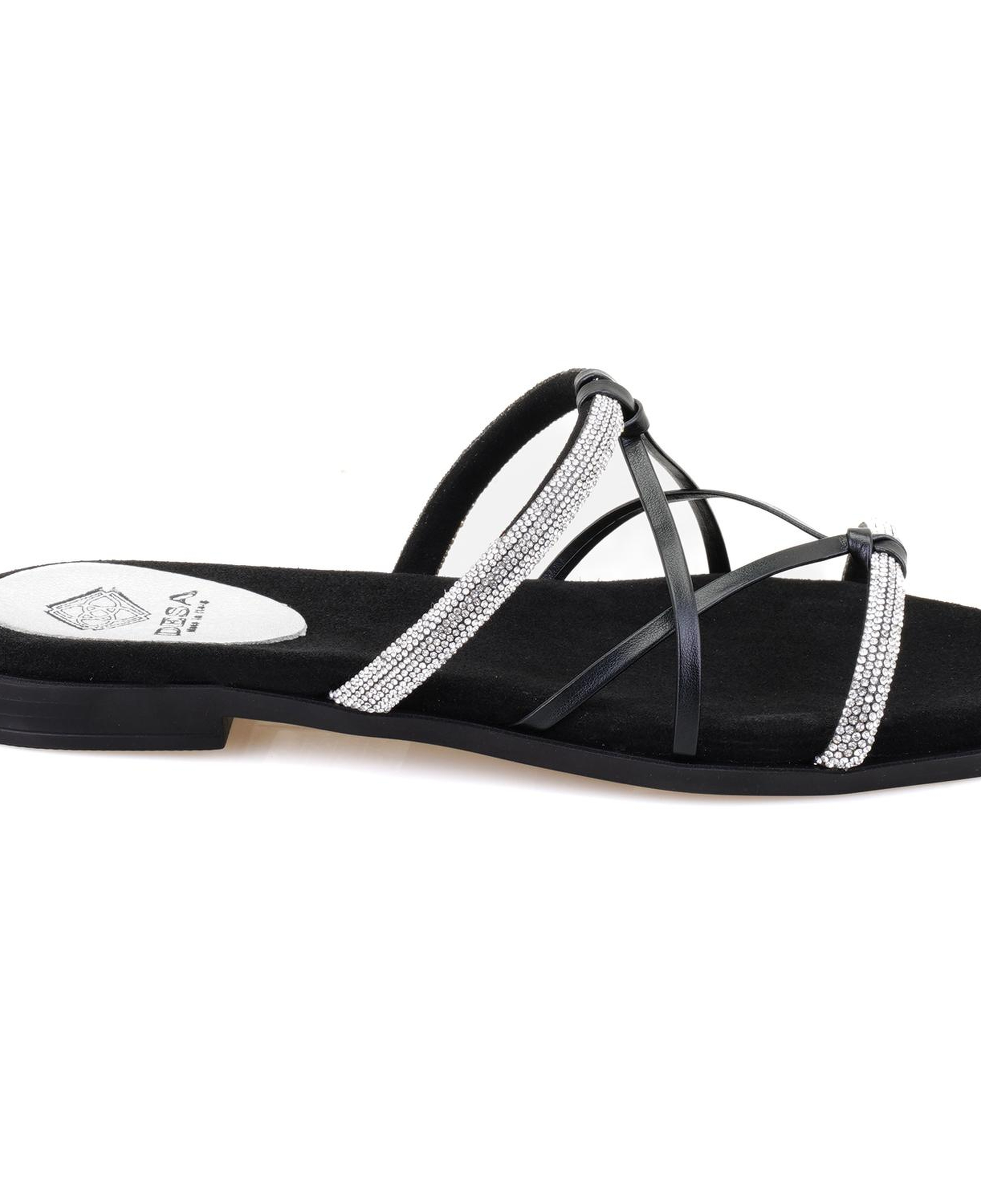 Kadın Siyah Parlak Taşlı Terlik