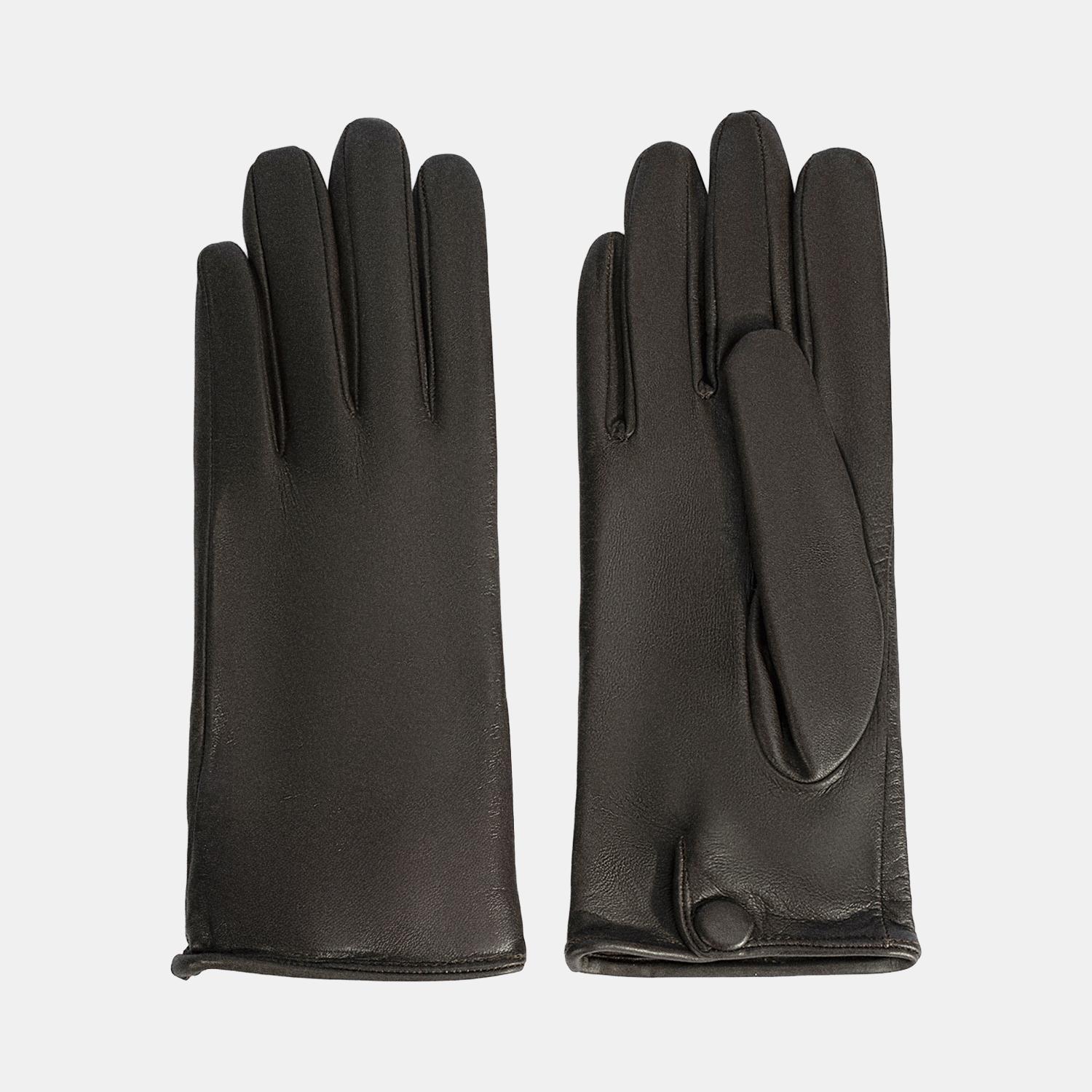 Kadın Koyu Kahve Deri Eldiven