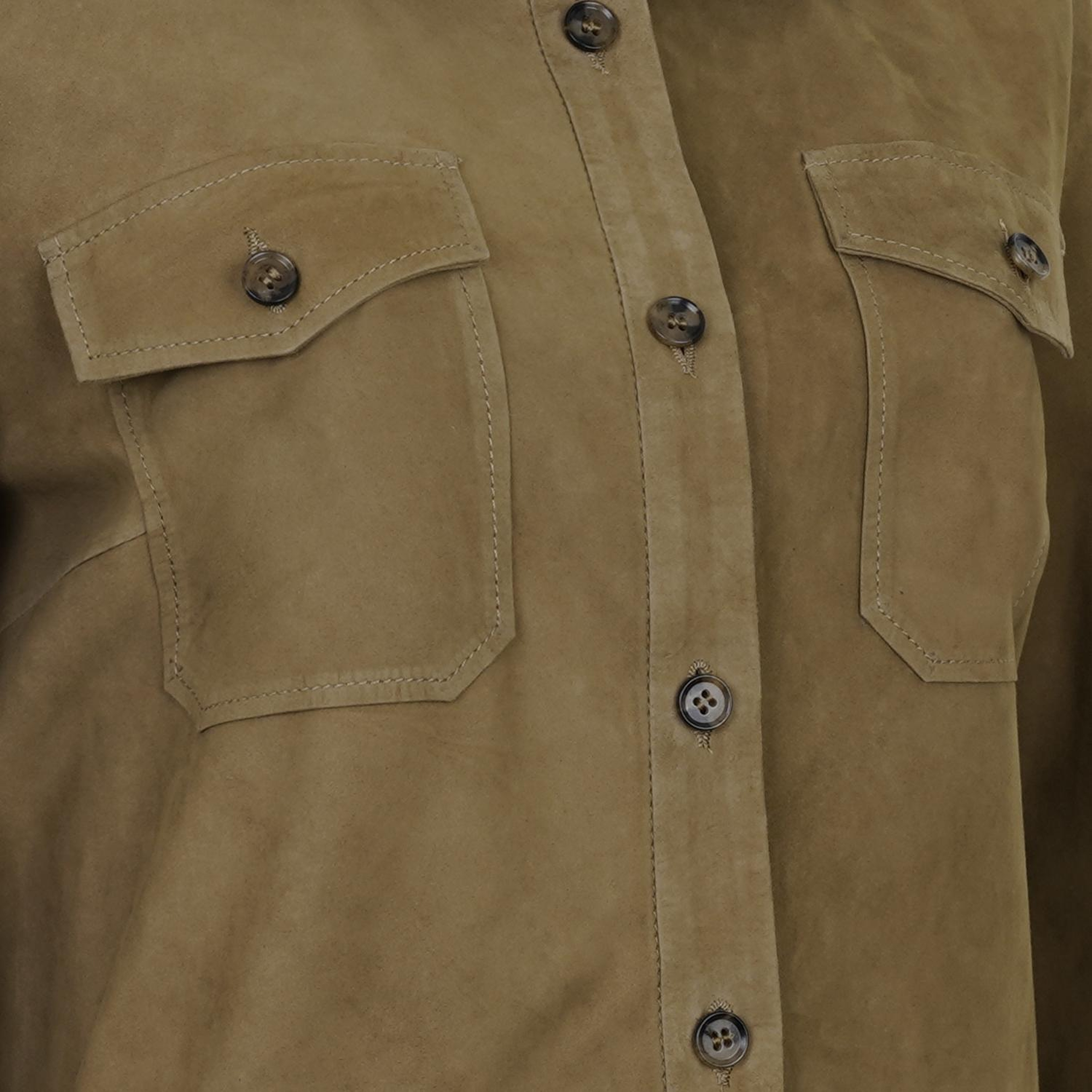 Allecra Yeşil Kadın Süet Deri Gömlek