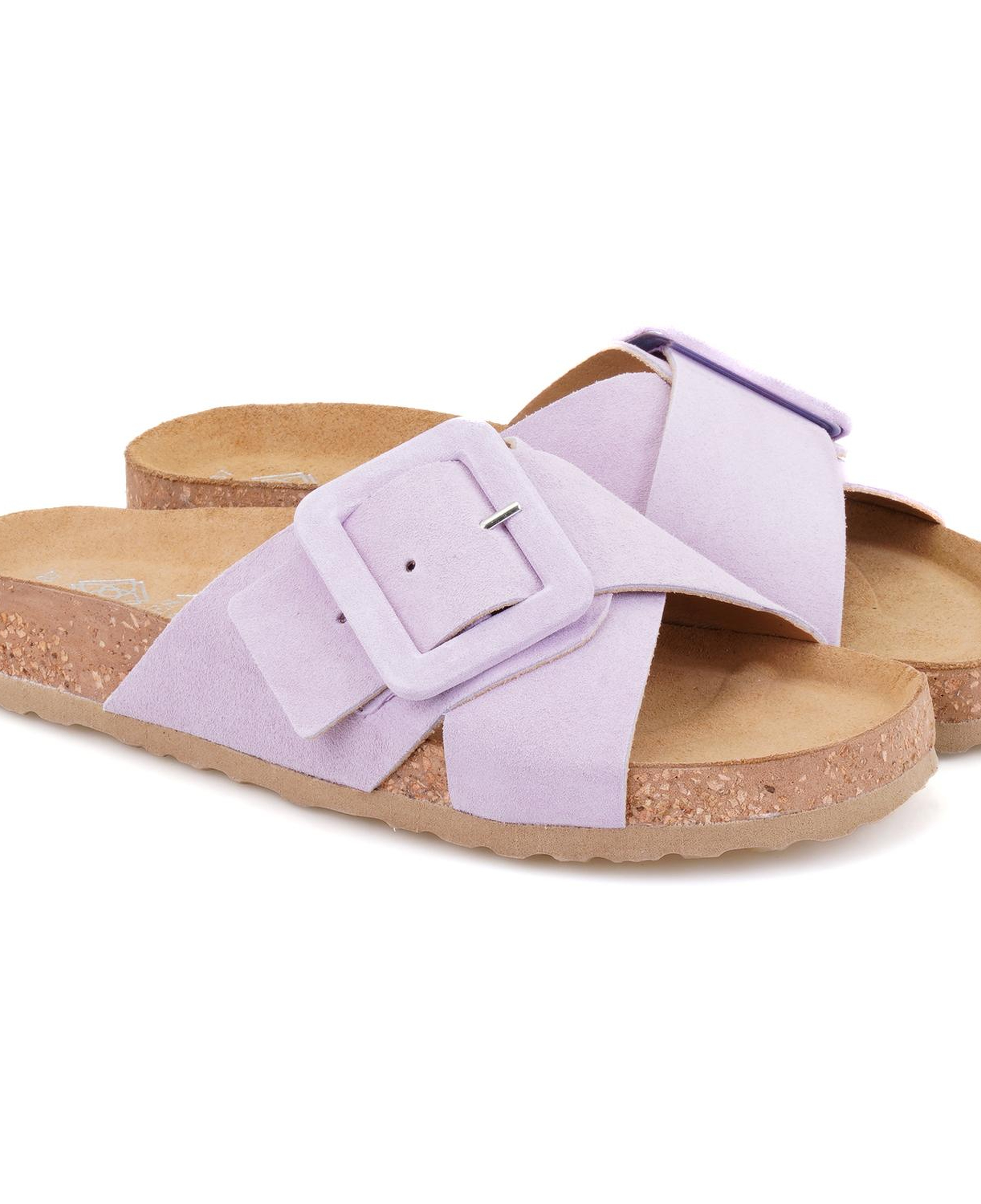 Kadın Mor Ayarlanabilir Süet Deri Terlik