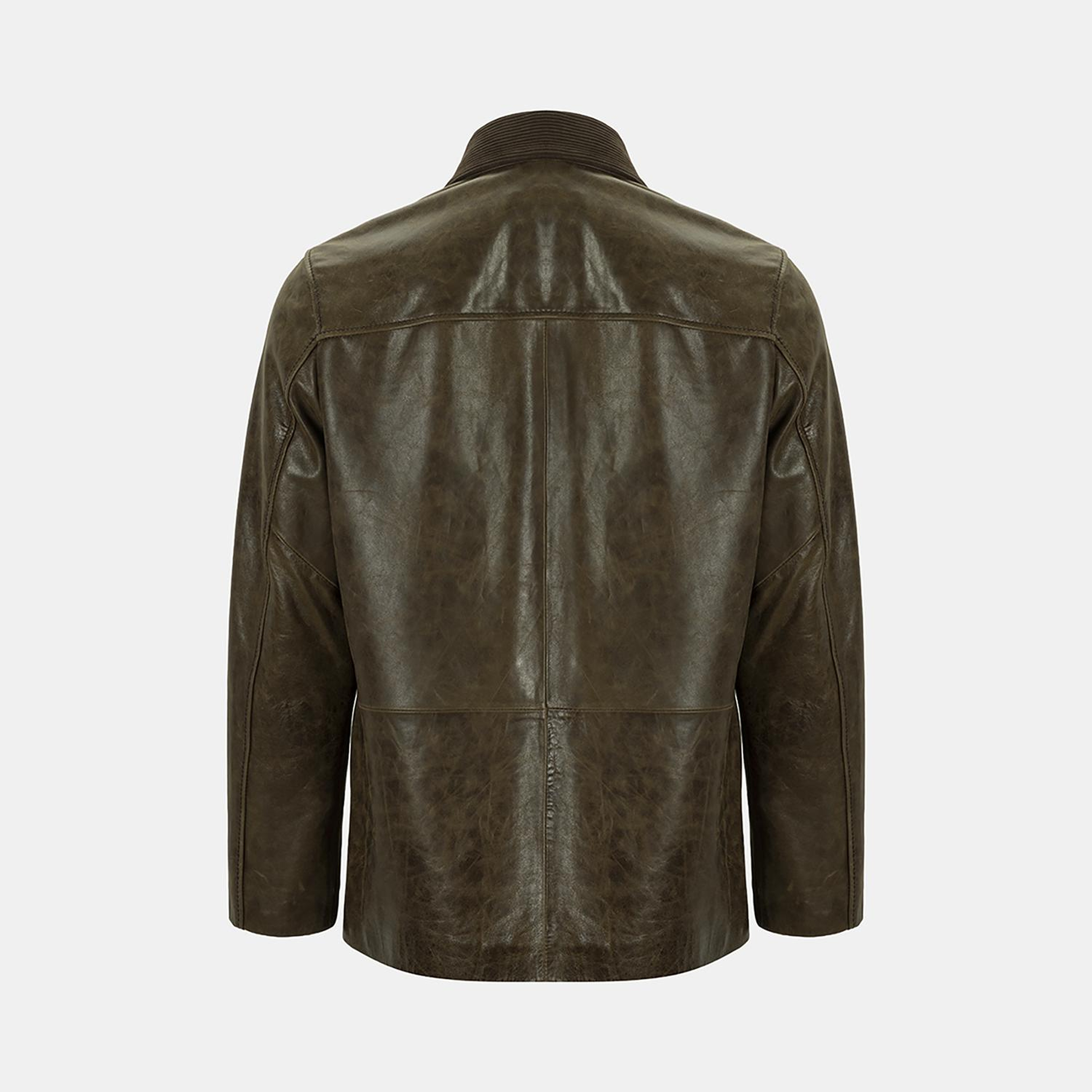 DESA Erkek Koyu Yeşil Gömlek Yakalı Deri Mont